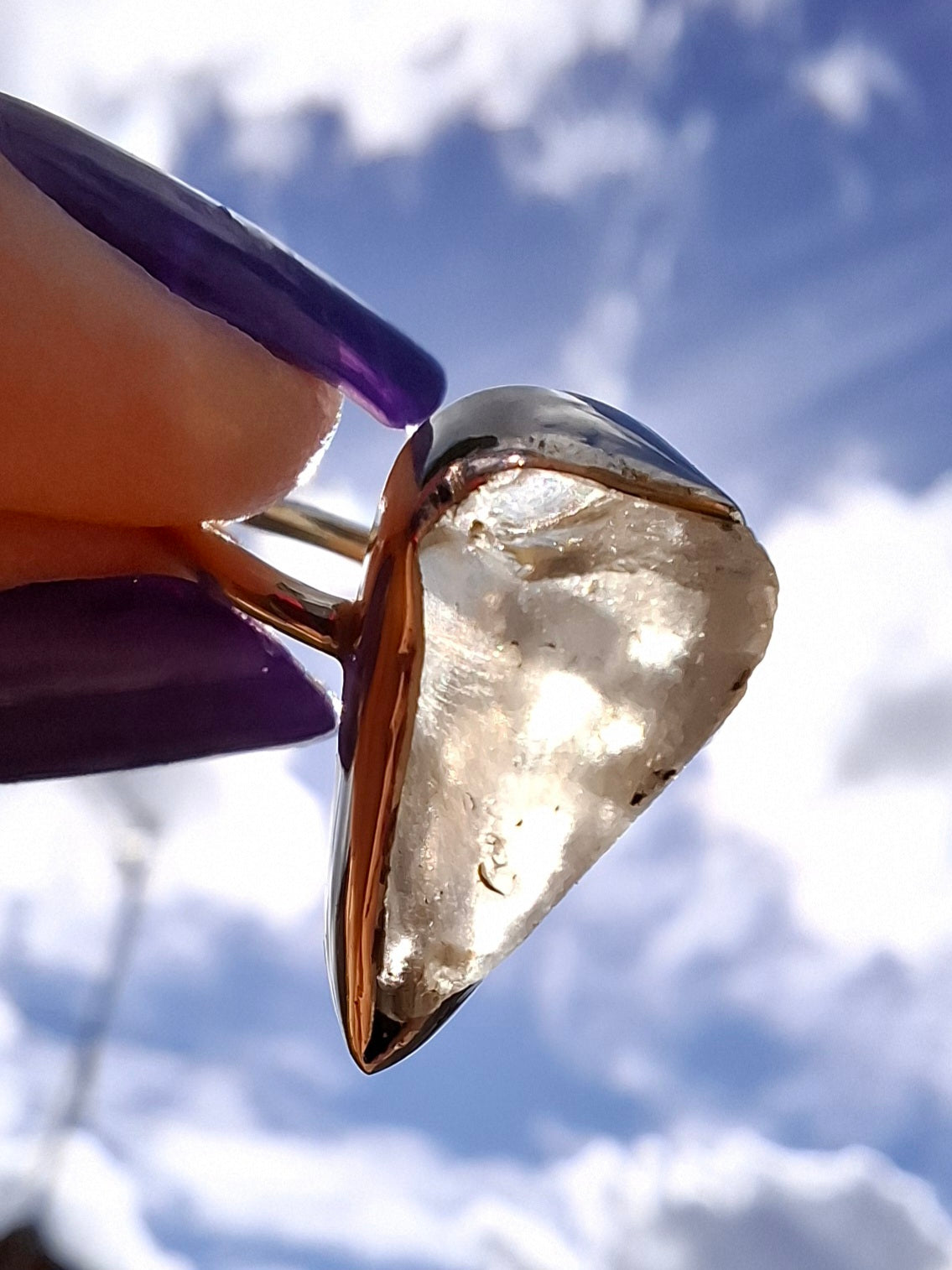 Libyan Desert Glass Ring, size large G, 925 Silver, Tektite (Ref: LR1)