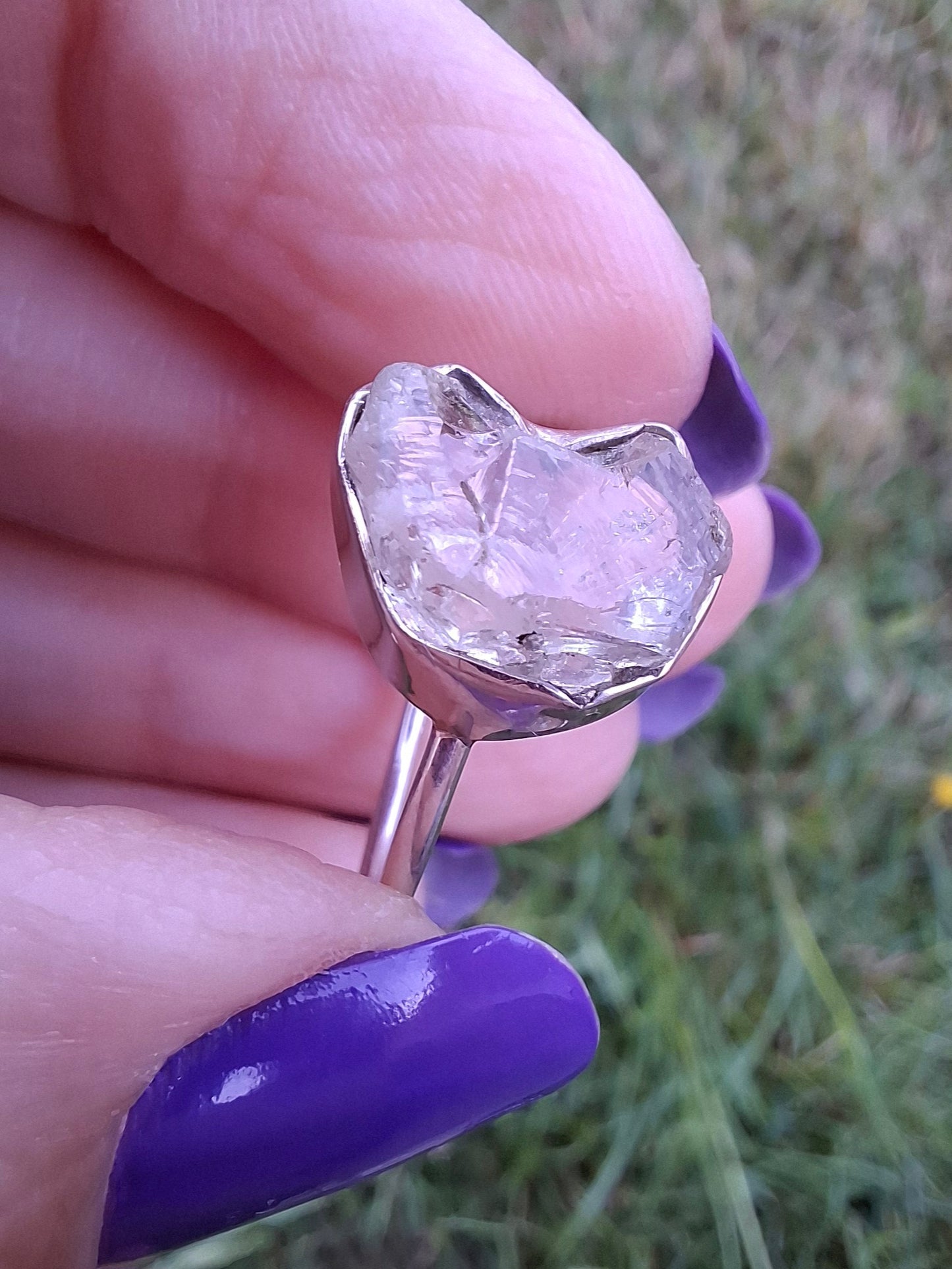 Libyan Desert Glass Ring, size large R/small S, 925 Silver, Tektite (Ref: LR43)