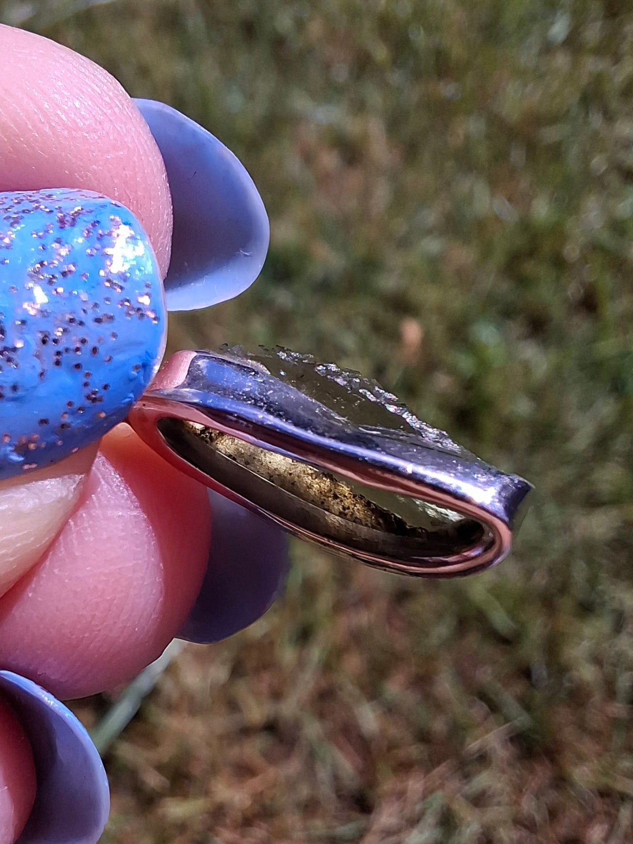 Moldavite Pendant, 925 Silver, Tektite (Ref: P82)