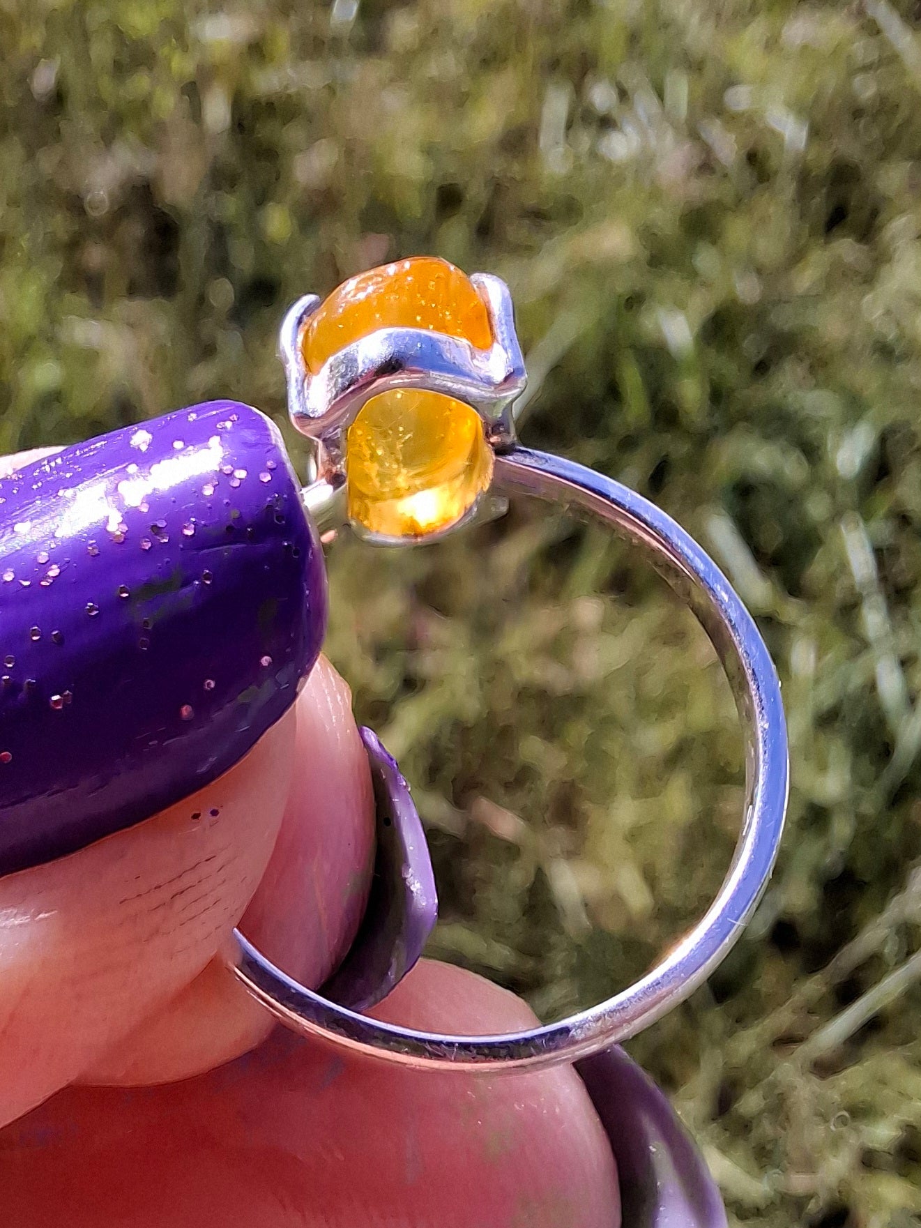 Baltic Amber Ring, size O, 925 Silver, Fossil (Ref: AR11)