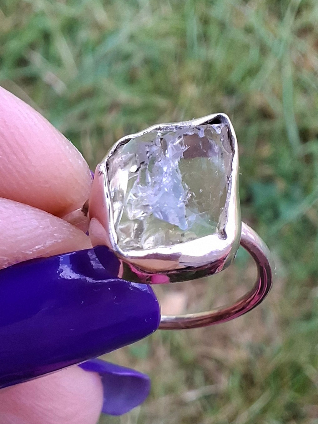 Libyan Desert Glass Ring, size L, 925 Silver, Tektite (Ref: LR18)