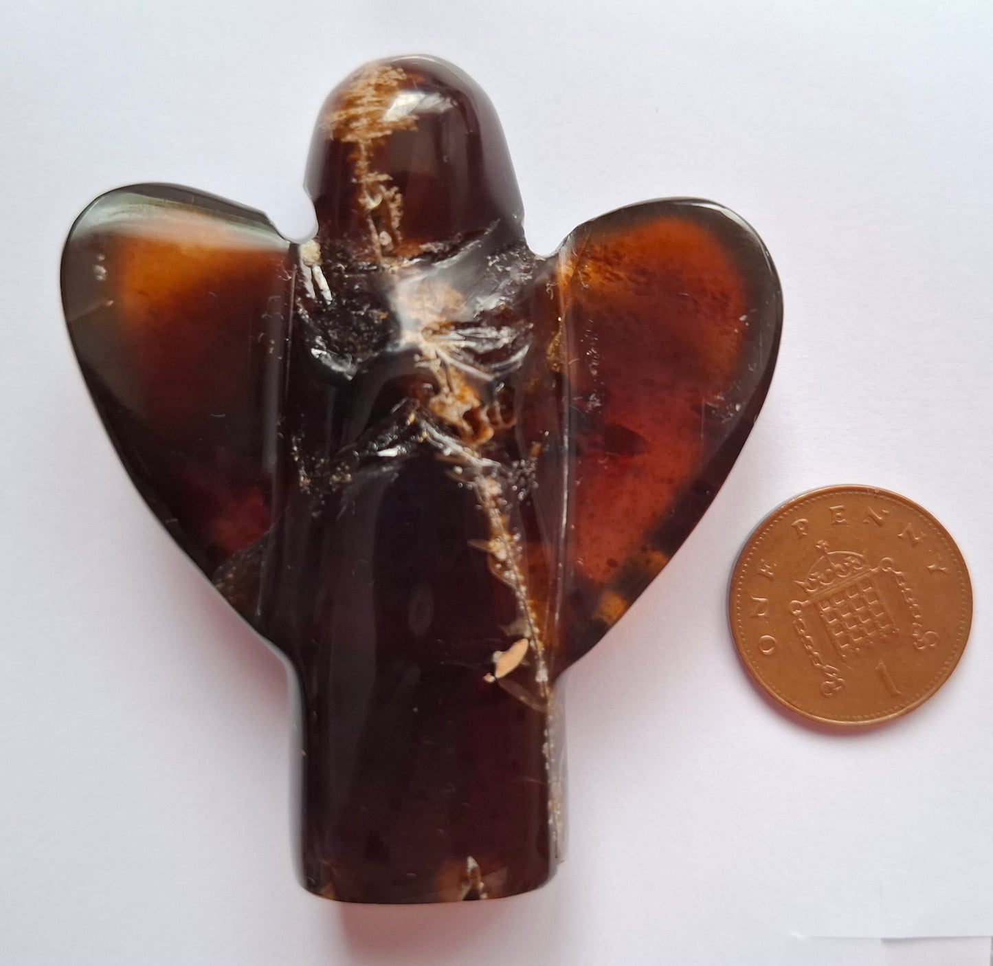Red Amber Angel, 22.65, Carving, Fossil (Ref: AA3)