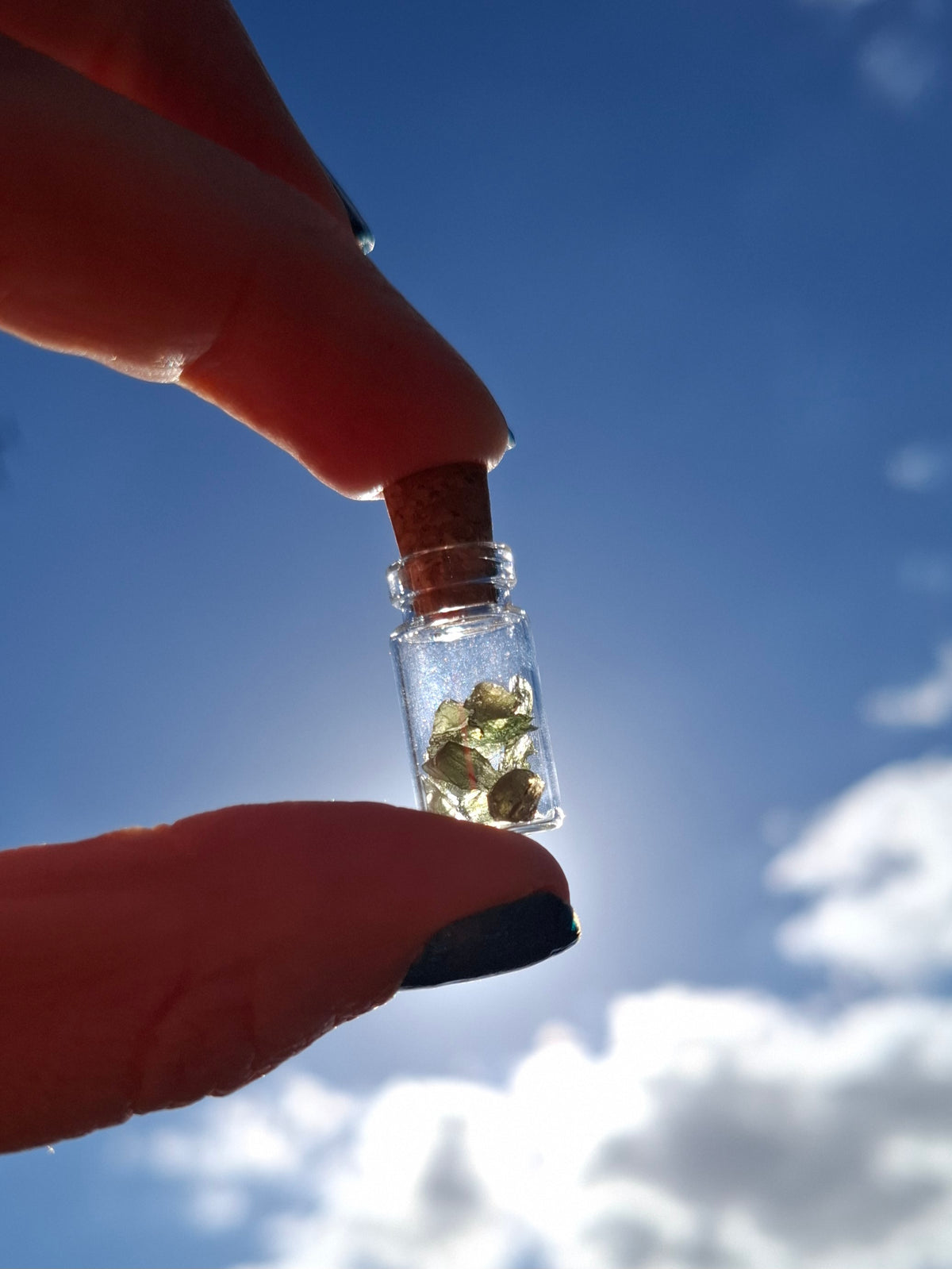 Moldavite Chips (0.50g) in 1ml Bottle, Tektite (Ref: B21)