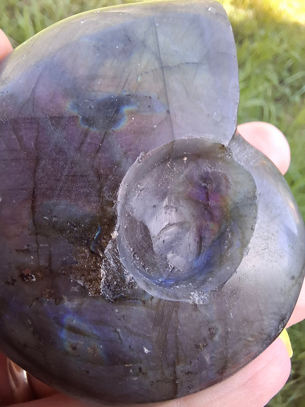Labradorite Ammonite Carving, 146.90g, Crystal (Ref: laba5)
