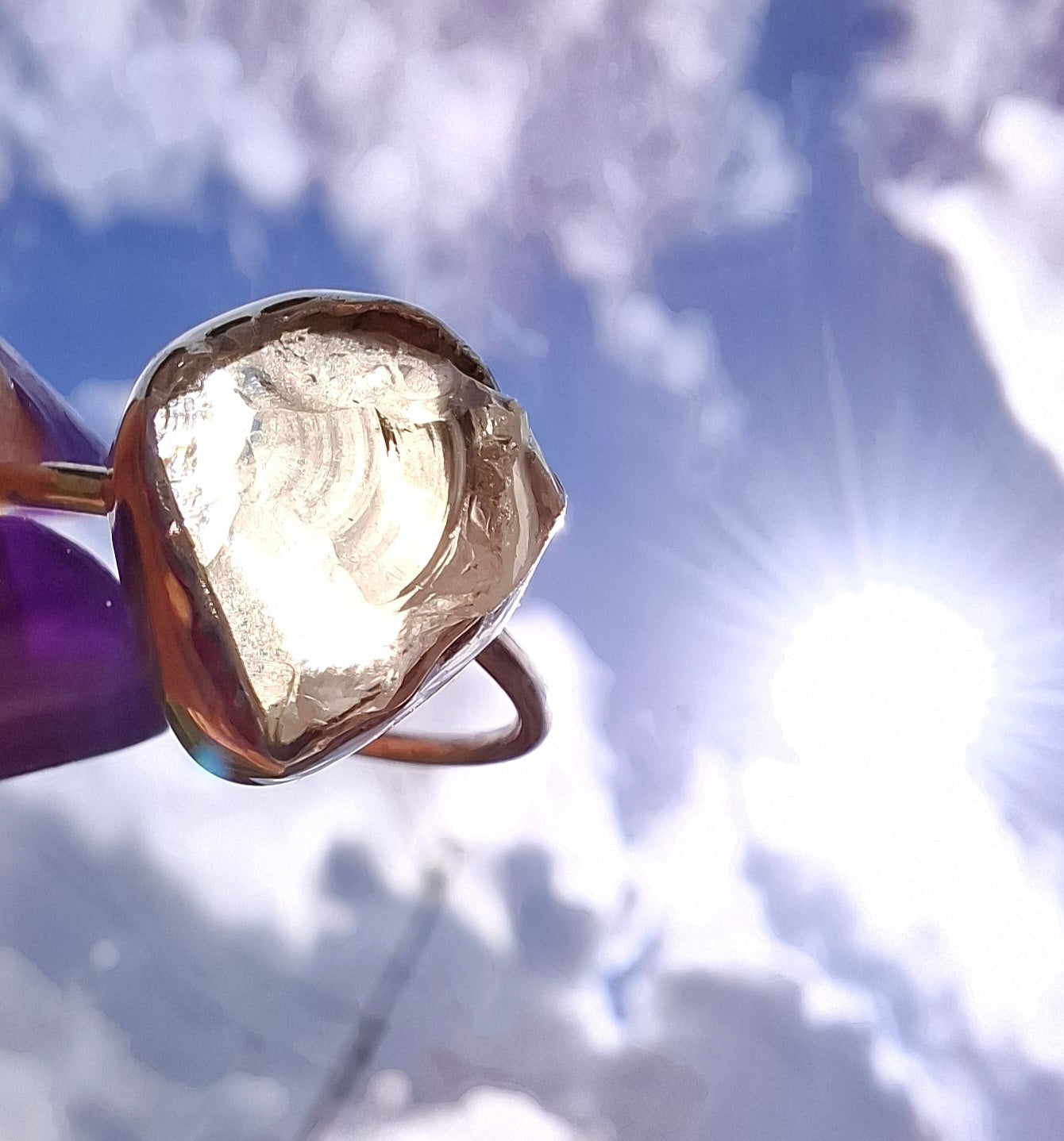 Libyan Desert Glass Ring, size large S/small T, 925 Silver, Tektite (Ref: LR47)