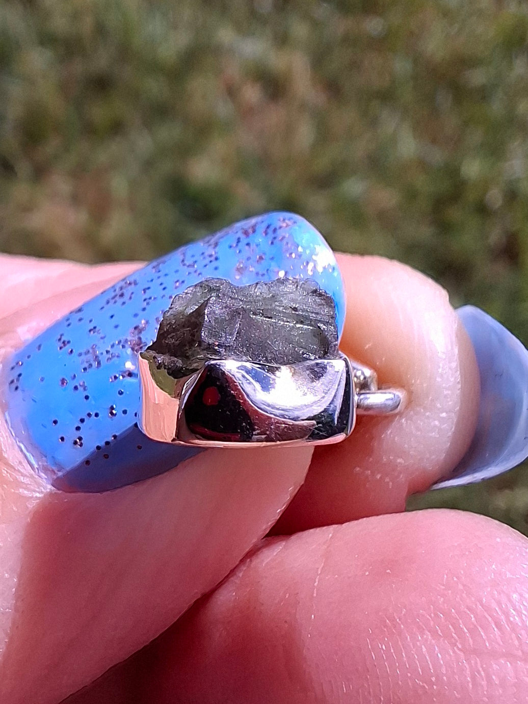 Moldavite Pendant, 925 Silver, Tektite (Ref: P92)