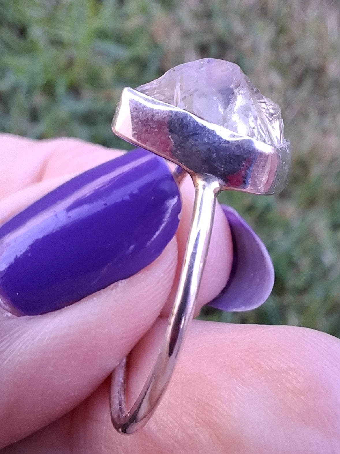 Libyan Desert Glass Ring, size large S, 925 Silver, Tektite (Ref: LR46)