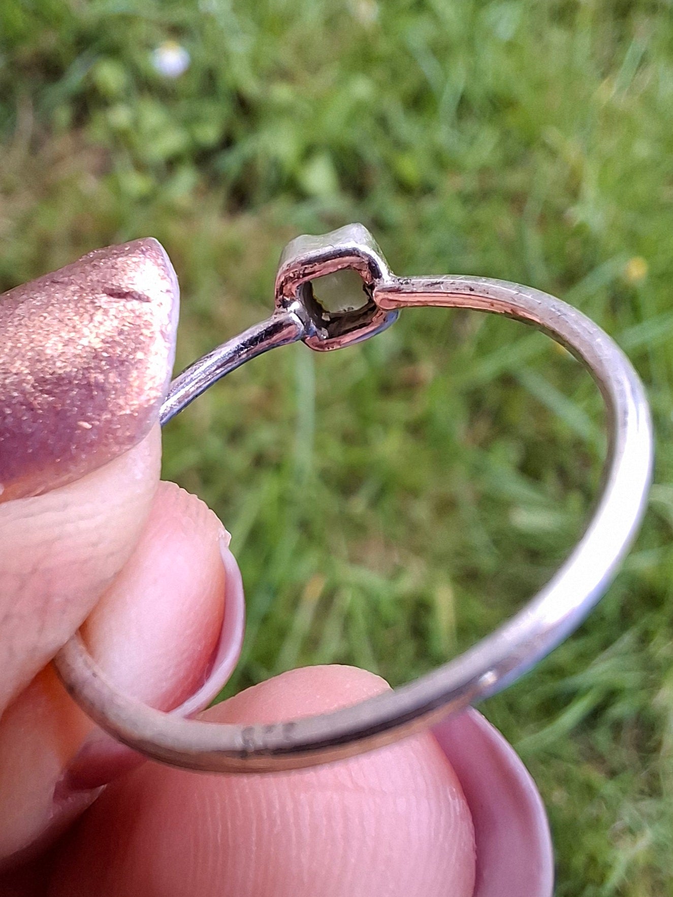 Moldavite Ring, size large R/small S, 925 Silver, Tektite (Ref: R65)