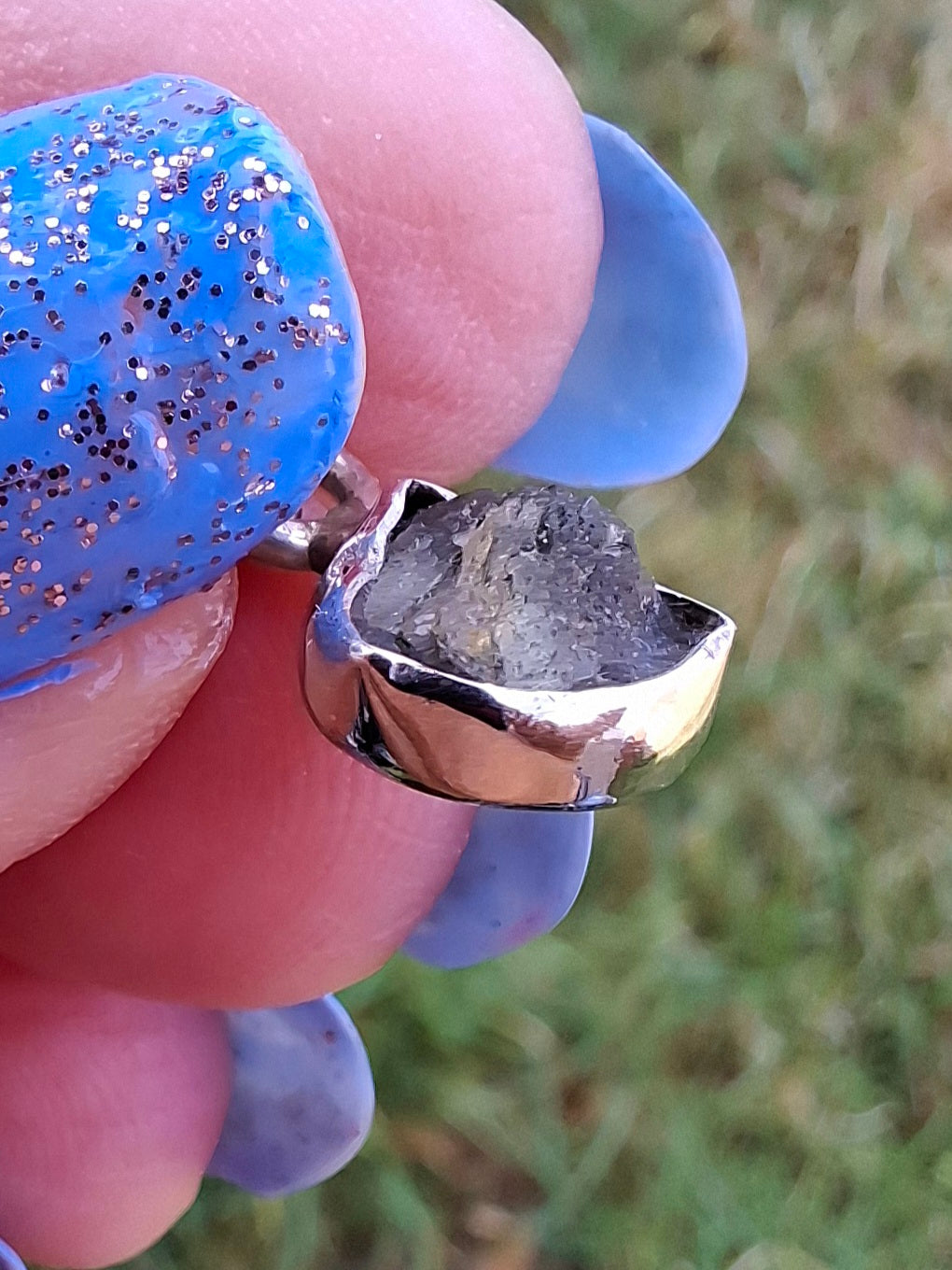 Moldavite Pendant, 925 Silver, Tektite (Ref: P38)
