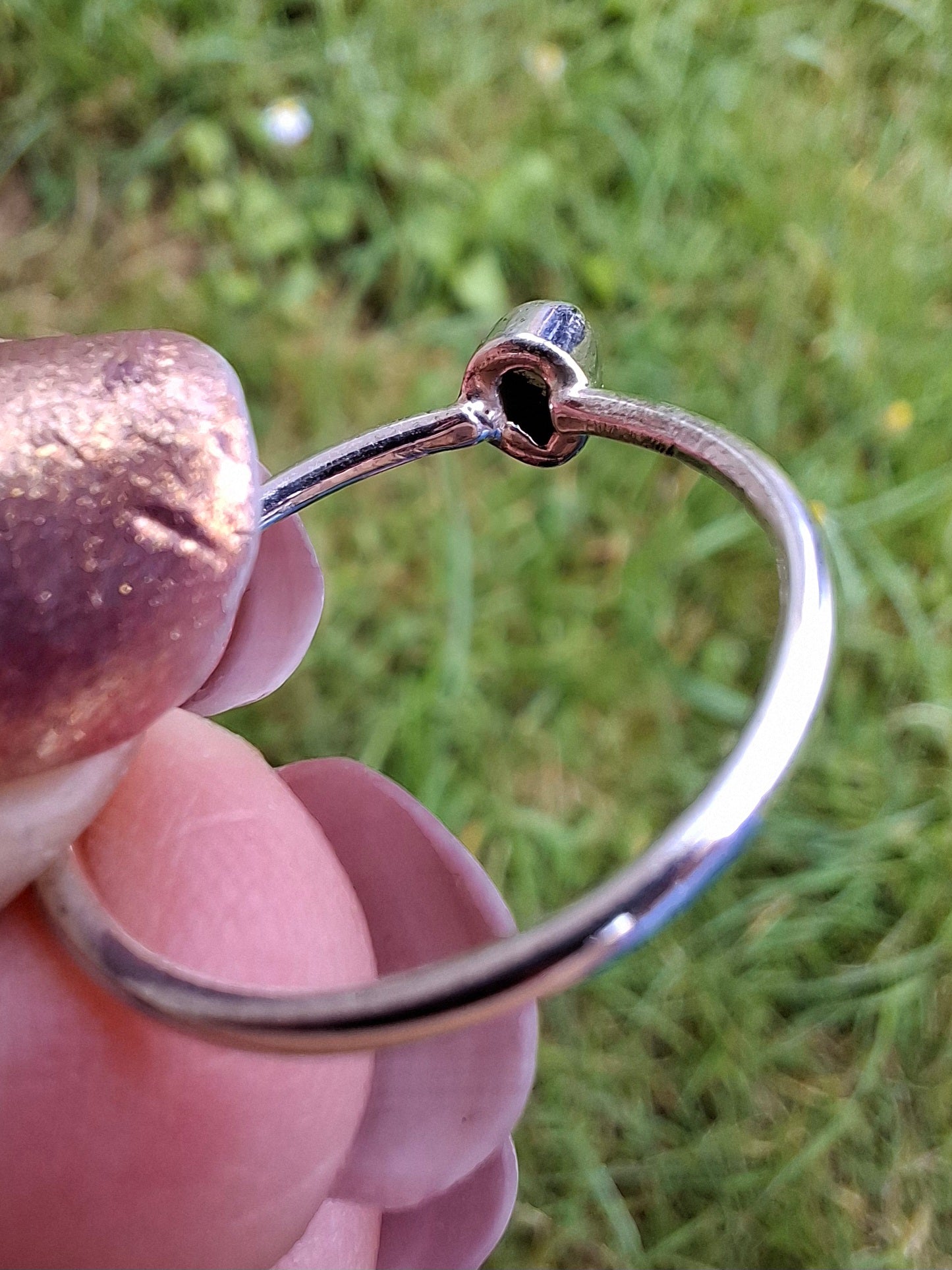 Moldavite Ring, size small P, 925 Silver, Tektite (Ref: R42)