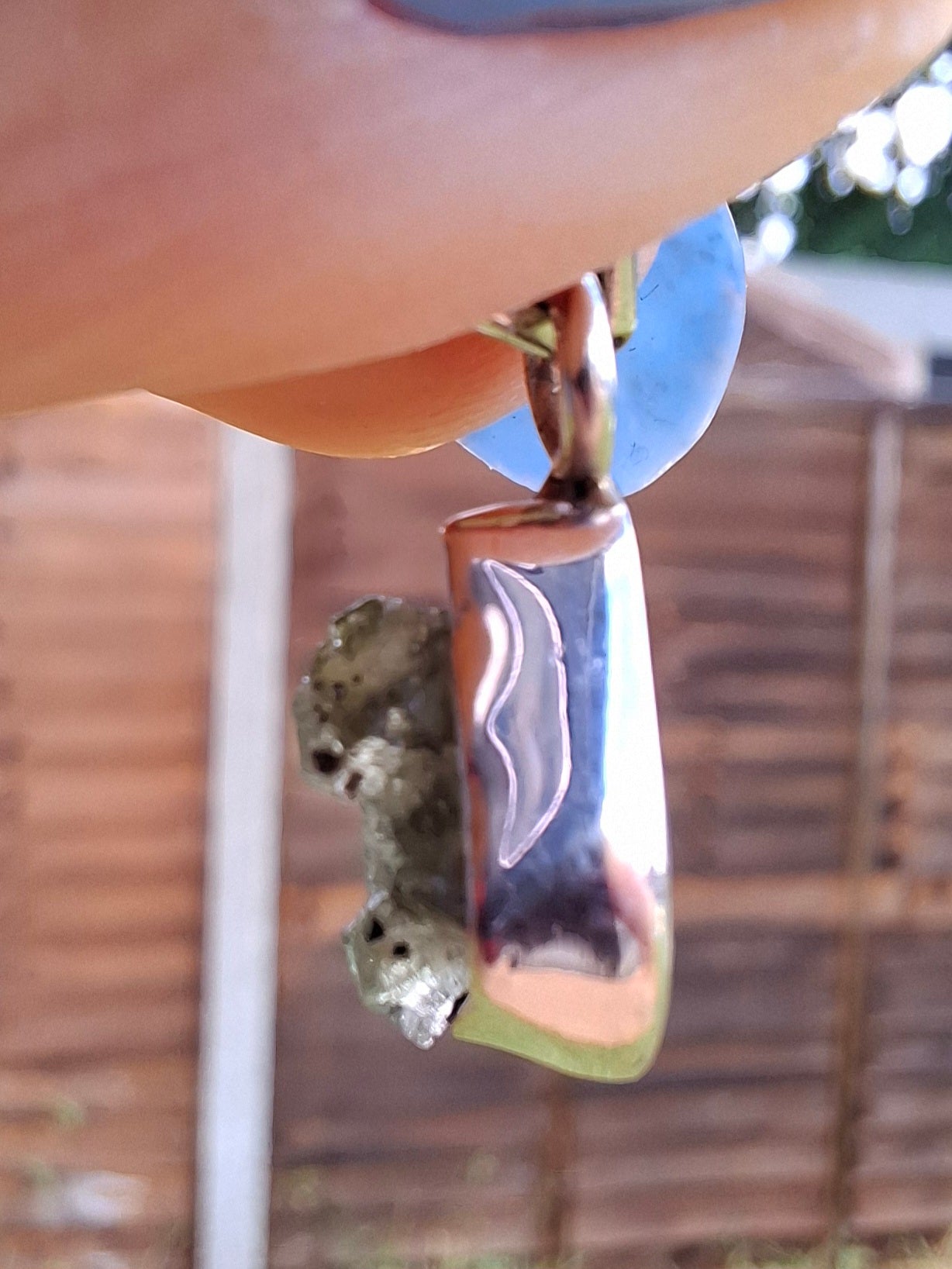 Moldavite Pendant, 925 Silver, Tektite (Ref: P65)