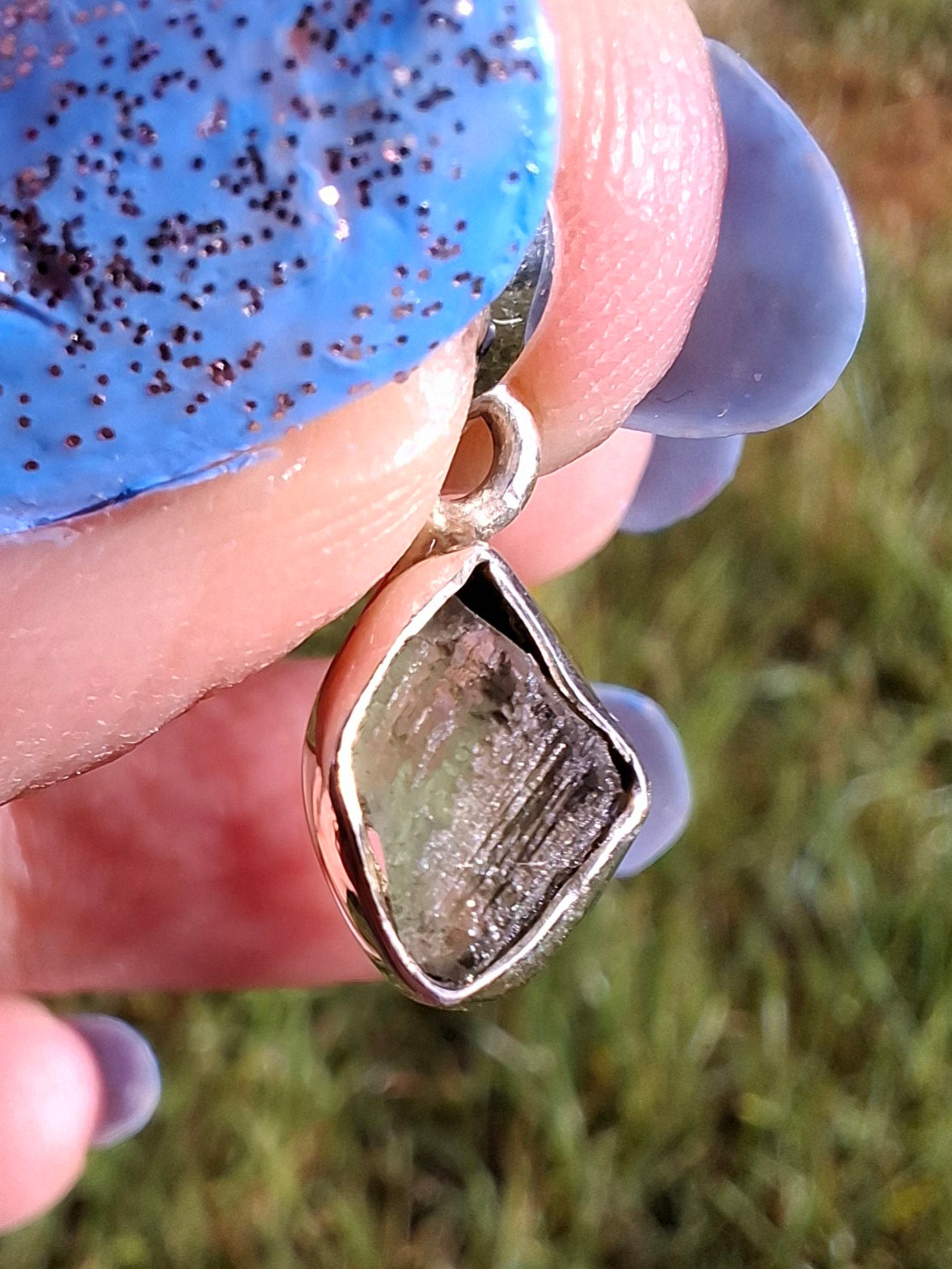 Moldavite Pendant, 925 Silver, Tektite (Ref: P52)