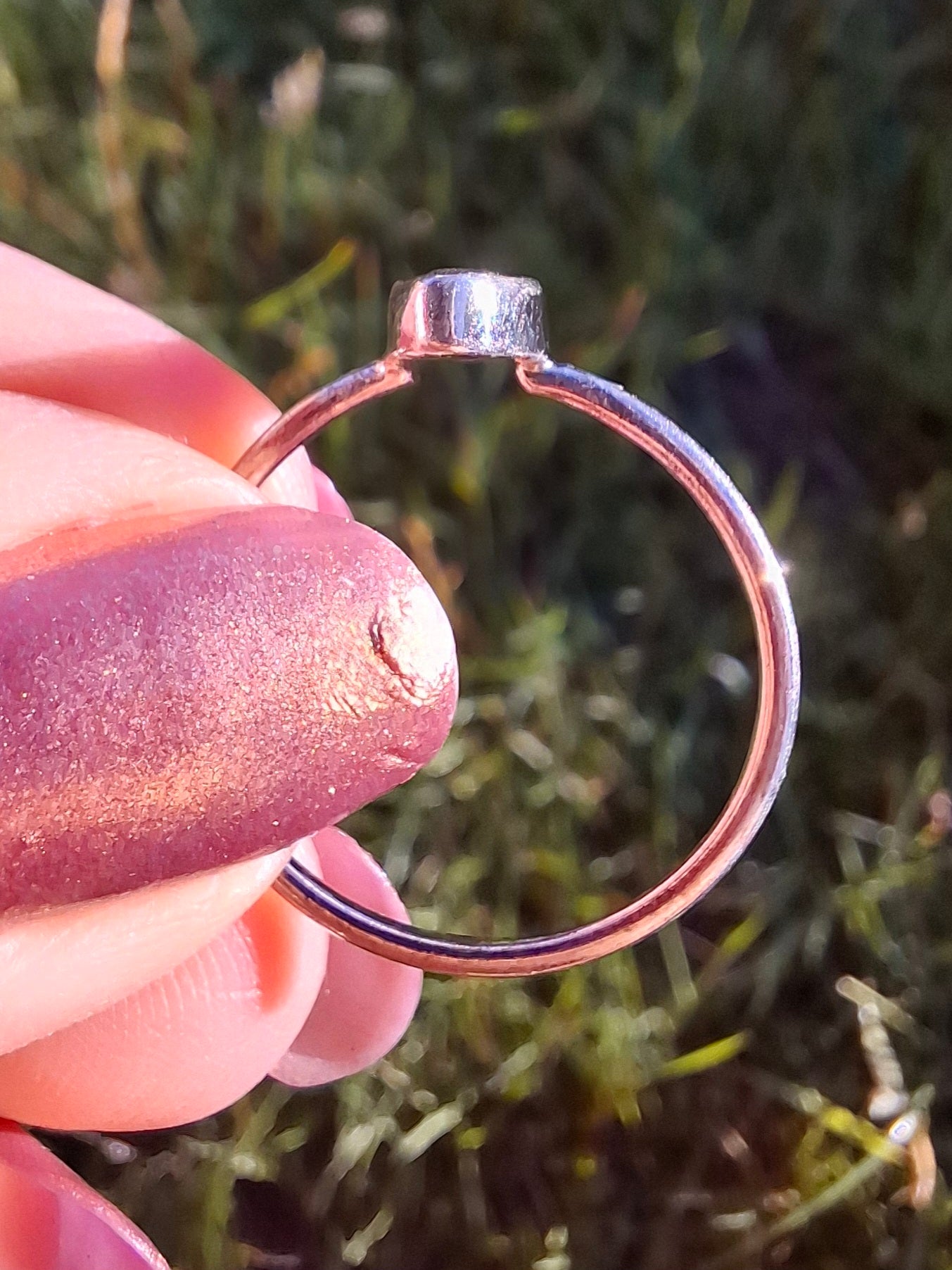 Moldavite Ring, size large R, 925 Silver, Tektite (Ref: R48)