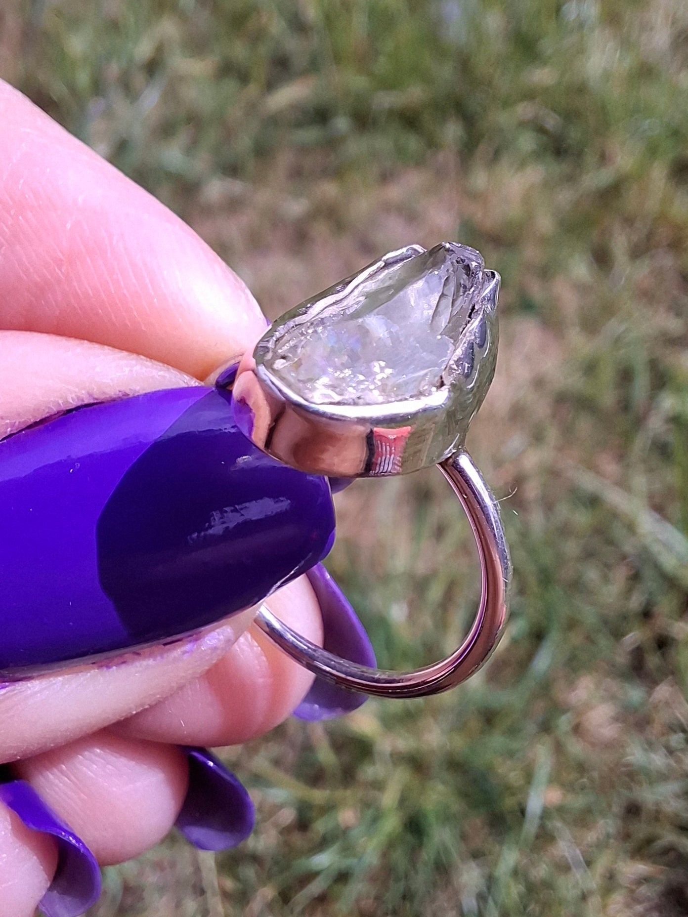 Libyan Desert Glass Ring, size K, 925 Silver, Tektite 🌈 (Ref: LR12)