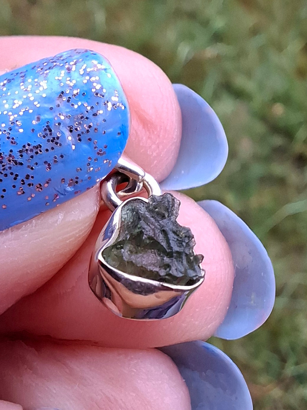 Moldavite Pendant, 925 Silver, Tektite (Ref: P66)