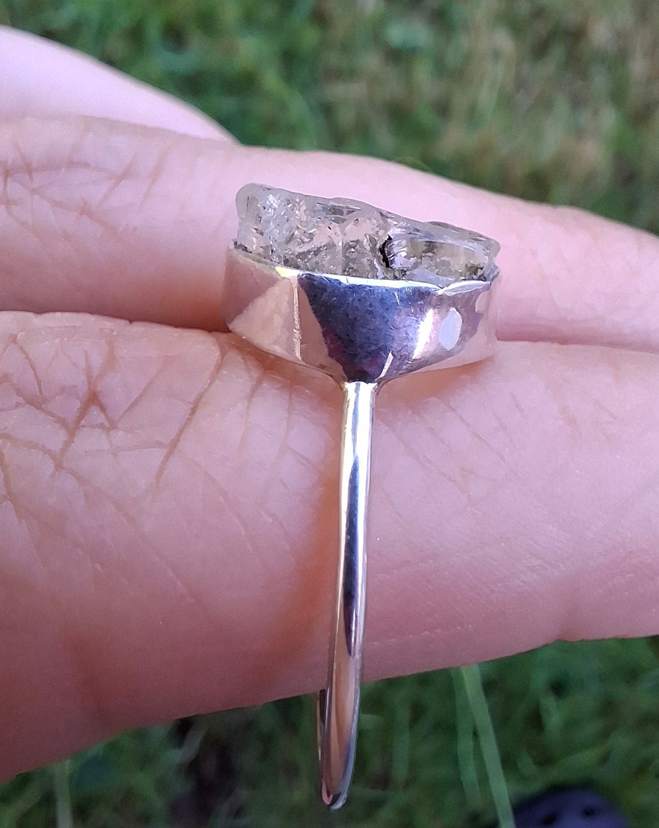 Libyan Desert Glass Ring, size large R/small S, 925 Silver, Tektite (Ref: LR43)