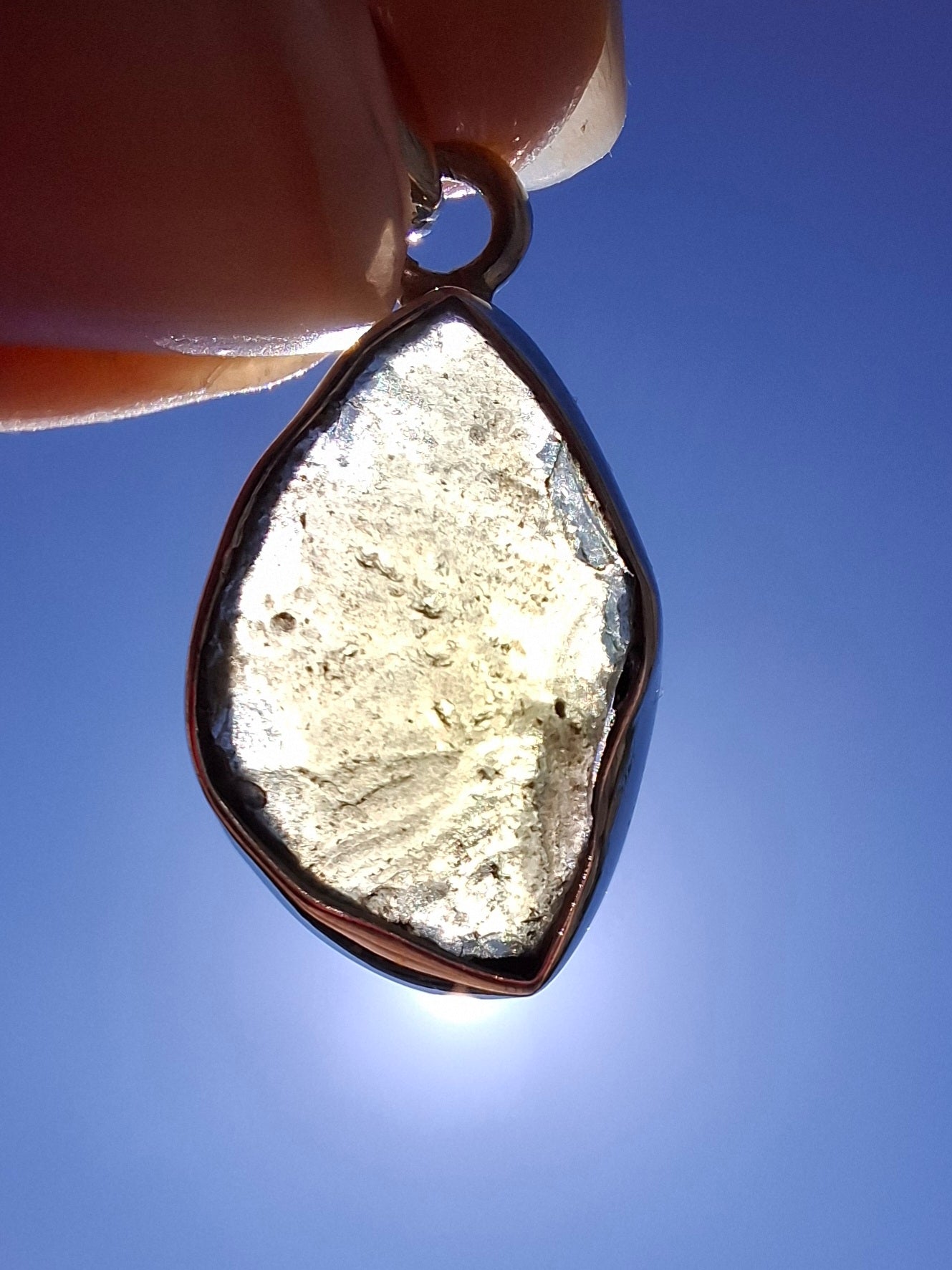 Moldavite Pendant, 925 Silver, Tektite (Ref: P10)