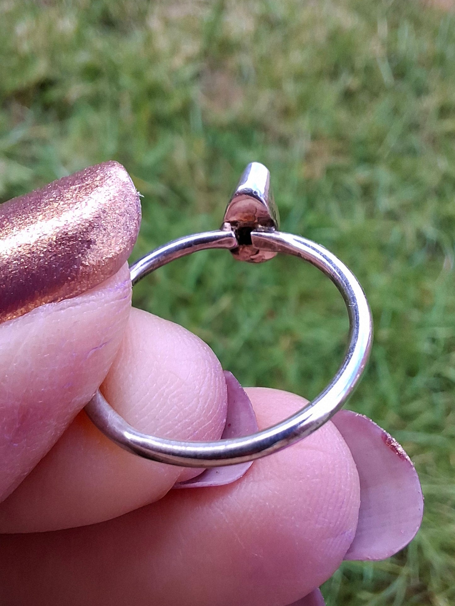 Moldavite Ring, size large M, 925 Silver, Tektite (Ref: R30)