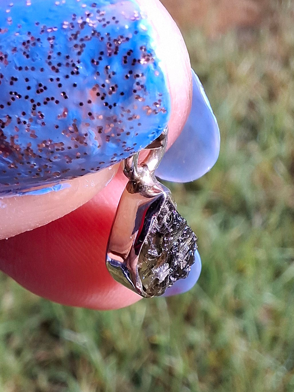 Moldavite Pendant, 925 Silver, Tektite (Ref: P62)