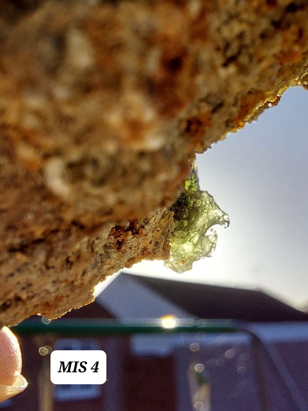 Moldavite In-Situ (in matrix), Besednice, Est- 2g, Tektite (Ref: MIS4)