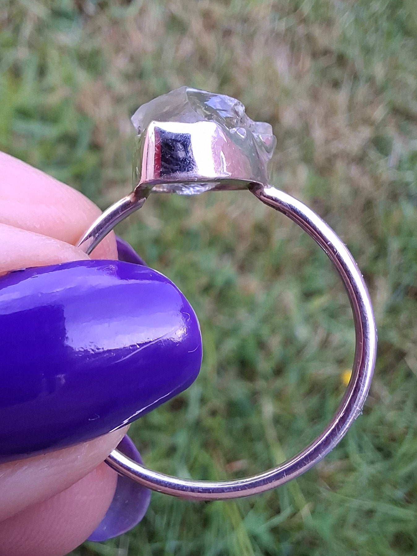 Libyan Desert Glass Ring, size large V, 925 Silver, Tektite (Ref: LR56)