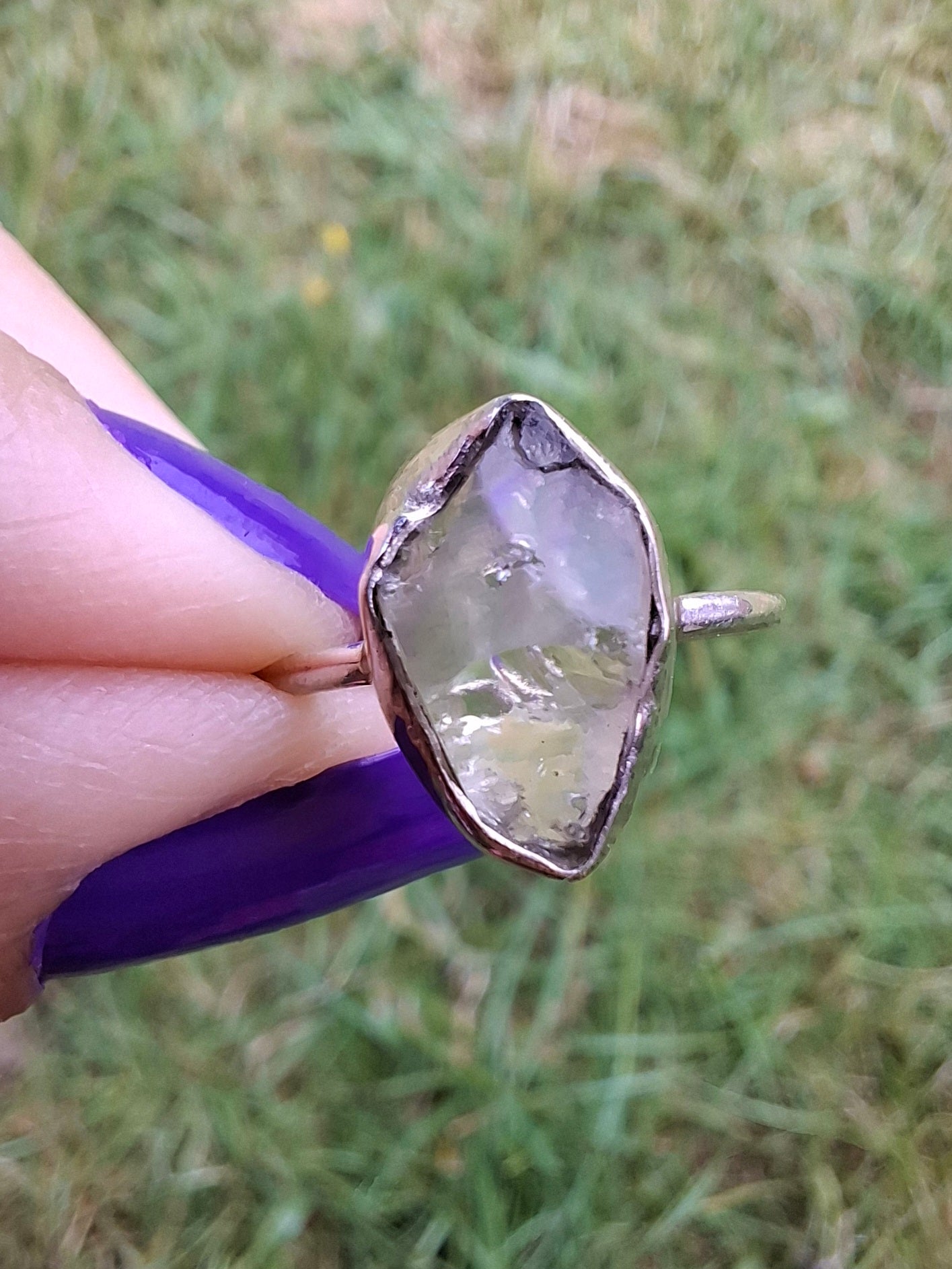 Libyan Desert Glass Ring, size J, 925 Silver, Tektite (Ref: LR6)