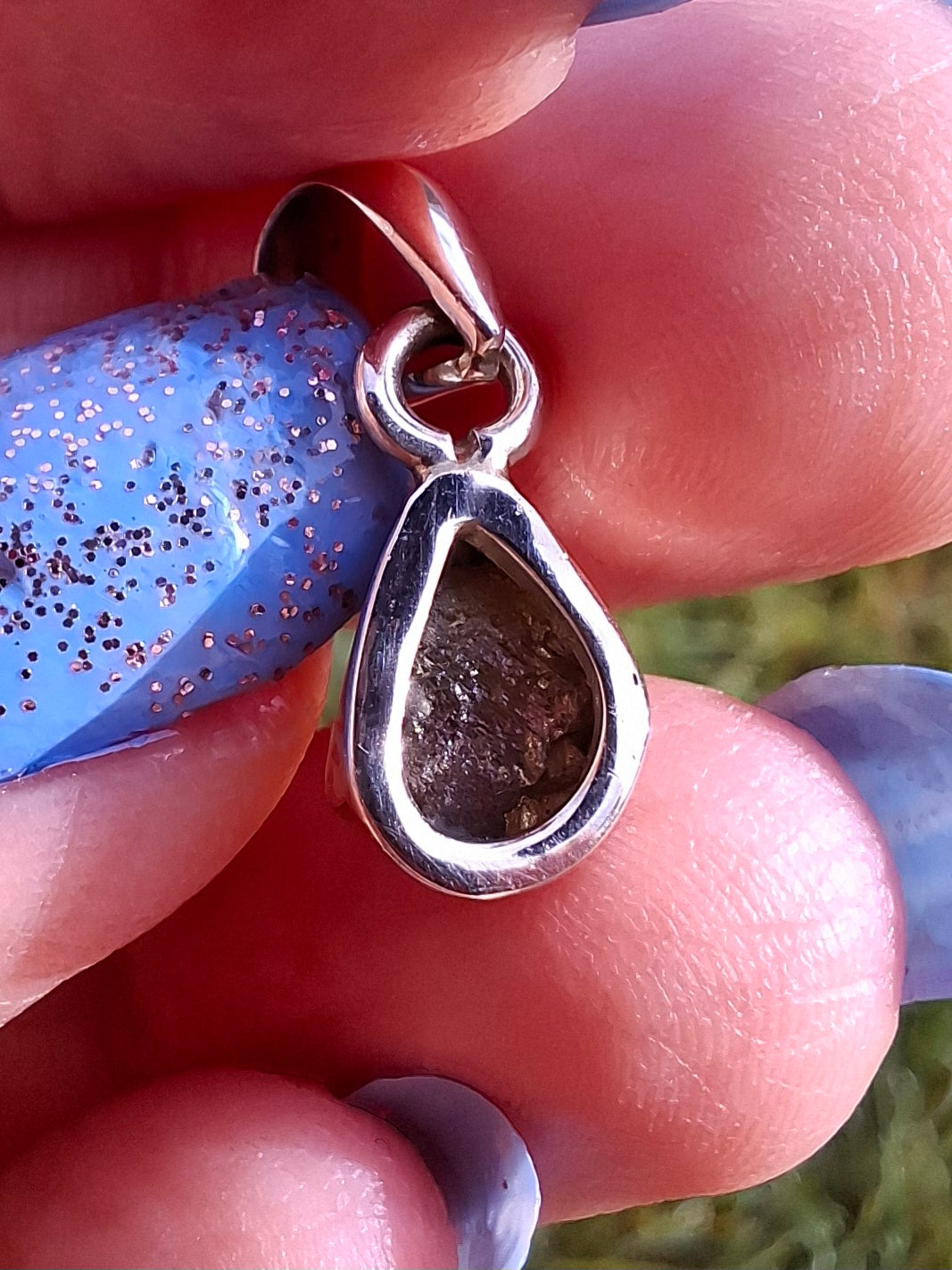 Moldavite Pendant, 925 Silver, Tektite (Ref: P62)