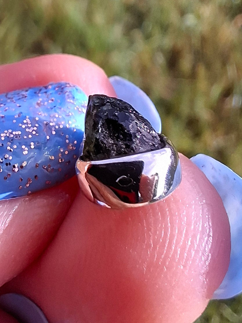 Moldavite Pendant, 925 Silver, Tektite (Ref: P51)