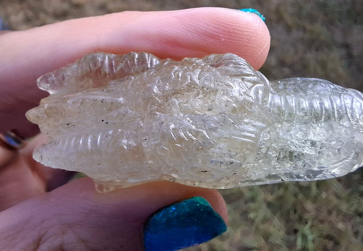 Libyan Desert Glass DRAGON HEAD carving, 22.42g, Tektite (Ref: Dragon 2)