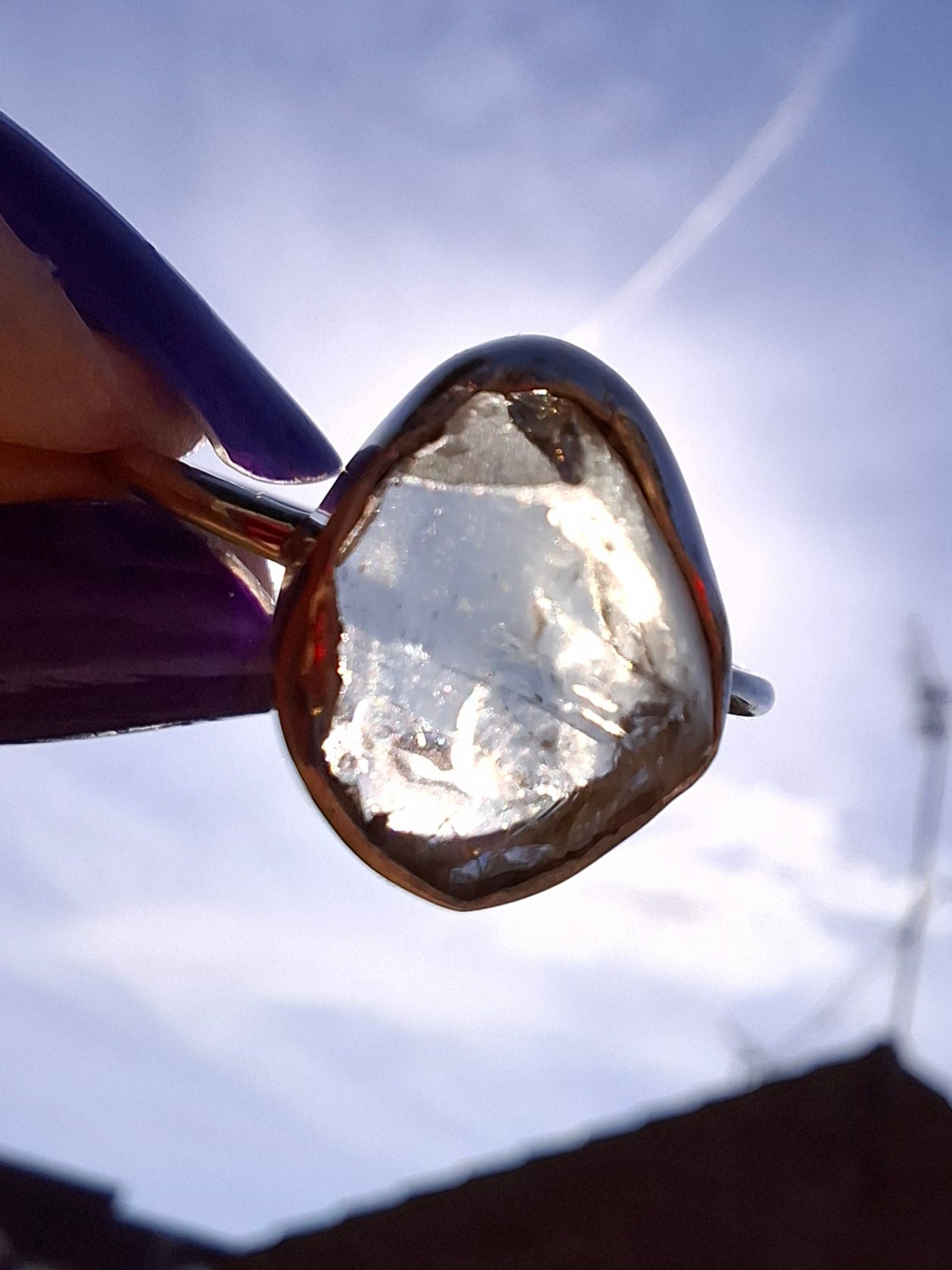 Libyan Desert Glass Ring, size large R/small S, 925 Silver, Tektite (Ref: LR42)