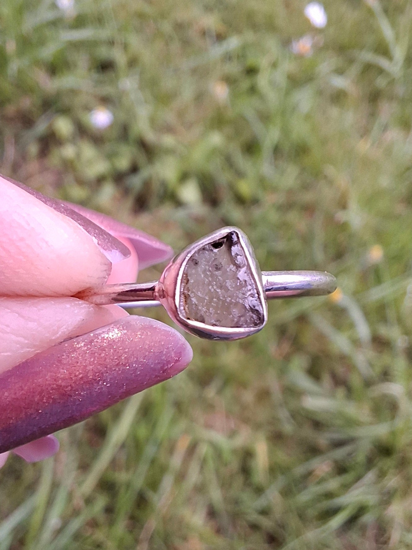 Moldavite Ring, size small S, 925 Silver, Tektite (Ref: R68)