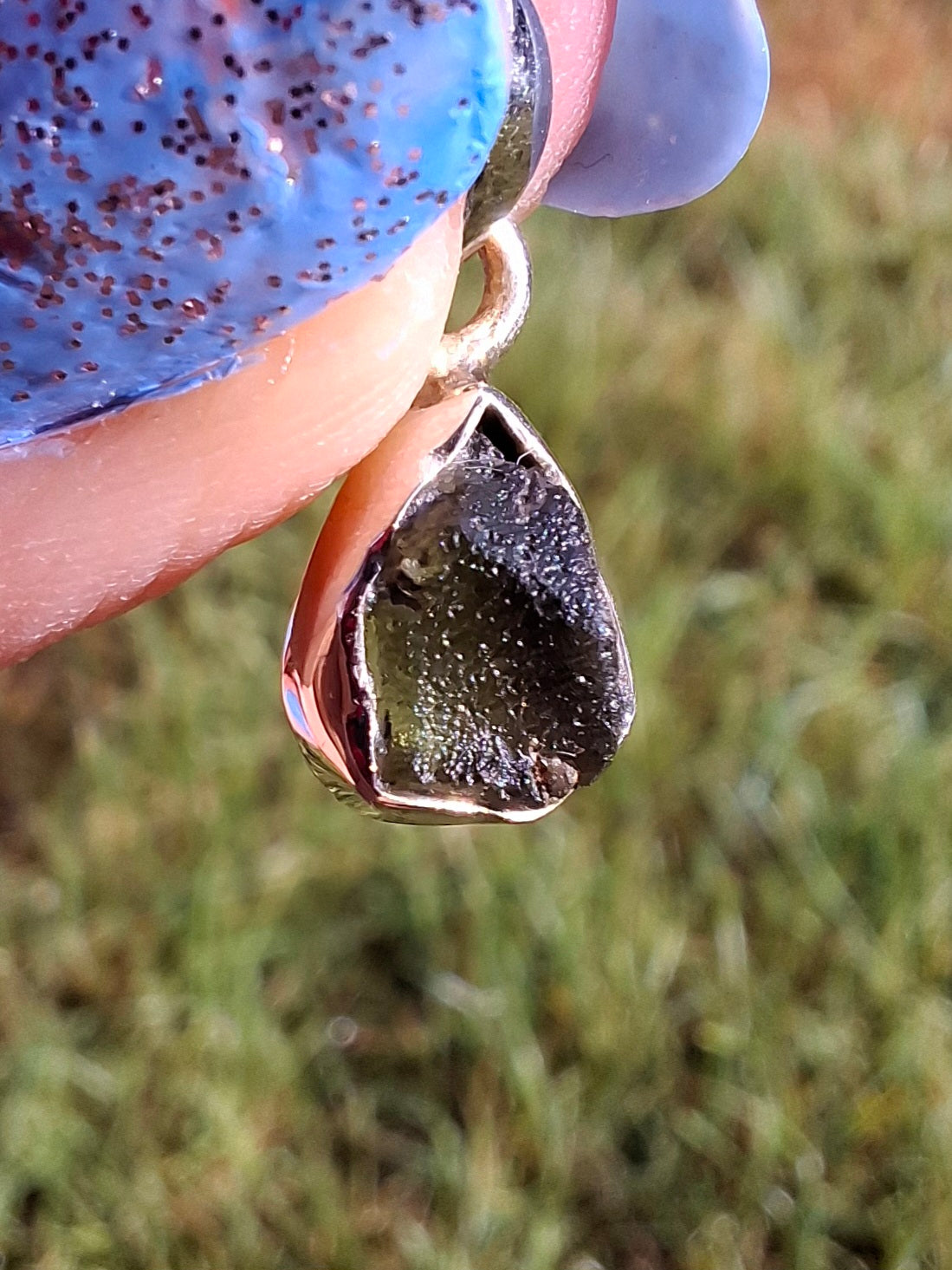 Moldavite Pendant, 925 Silver, Tektite (Ref: P59)