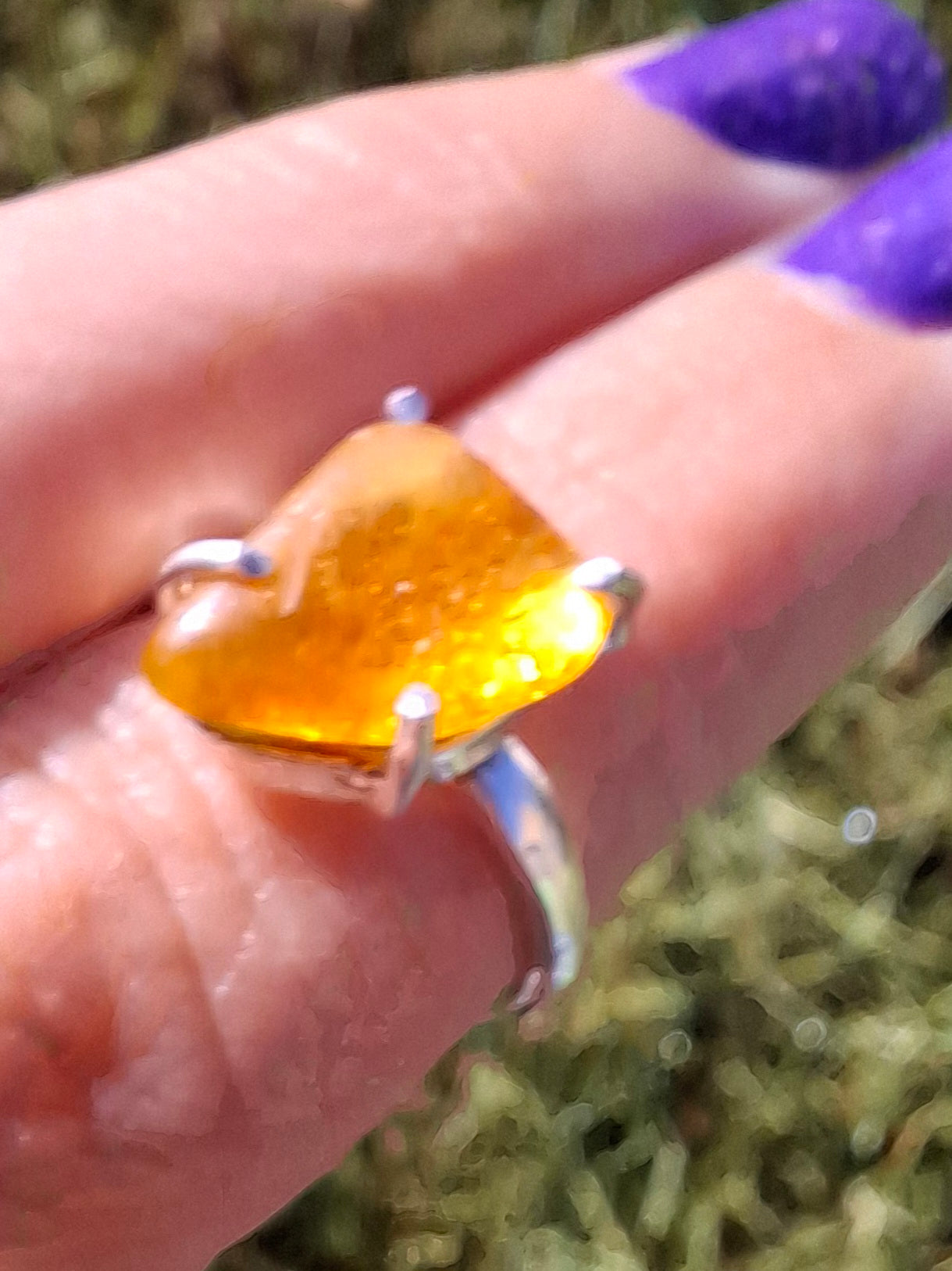 Baltic Amber Ring, size large M, 925 Silver, Fossil (Ref: AR6)