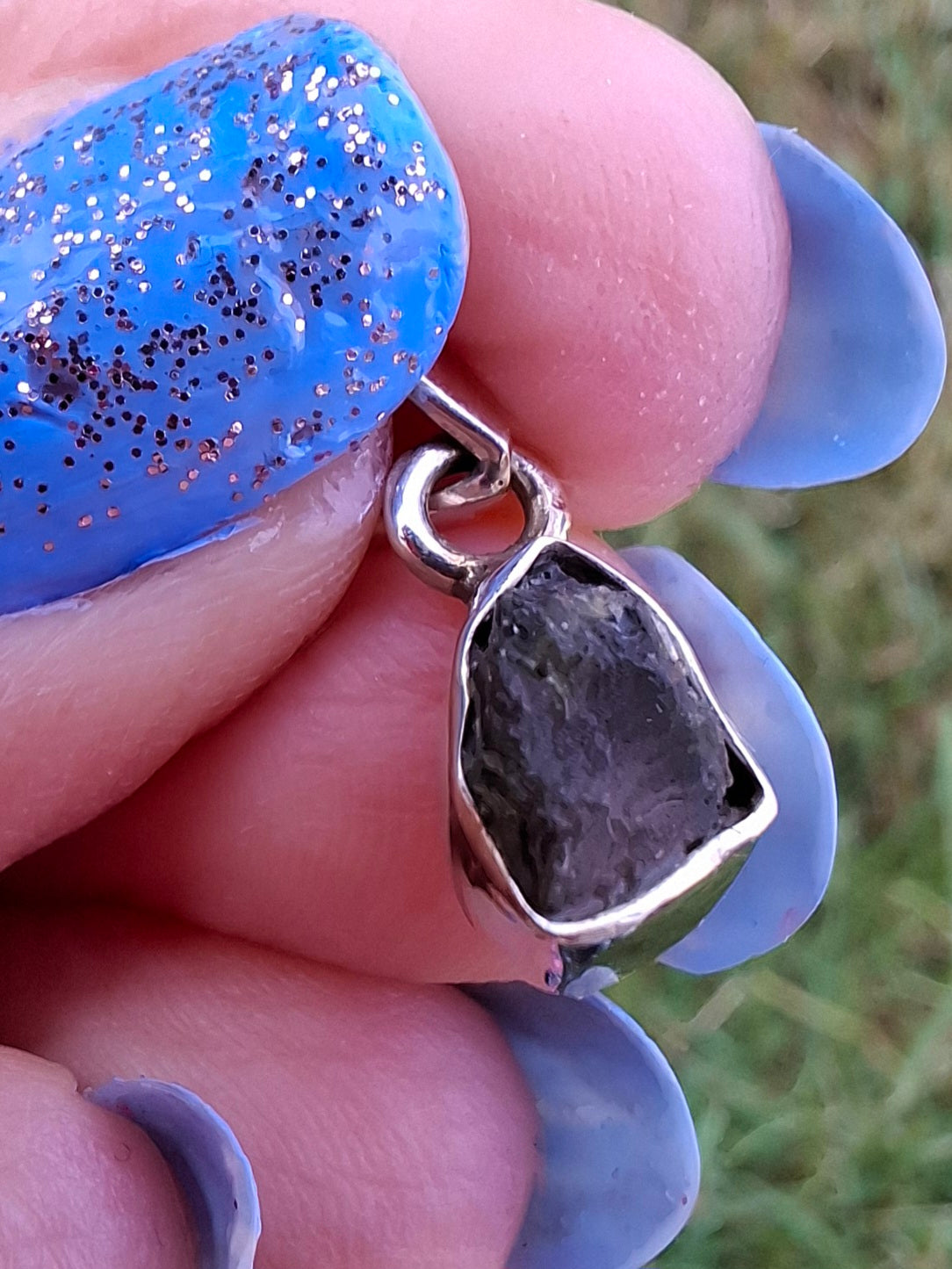 Moldavite Piece, 925 Silver, Tektite (Ref: P54)
