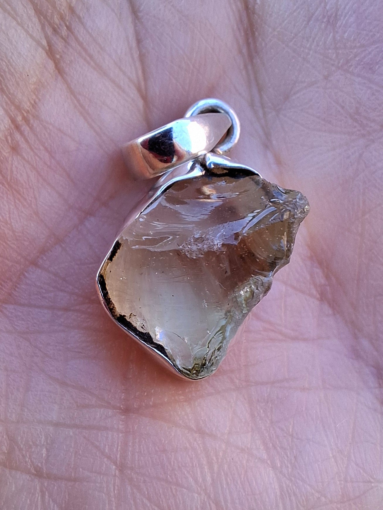 Libyan Desert Glass Pendant, 925 Silver, Tektite (Ref: LP113)