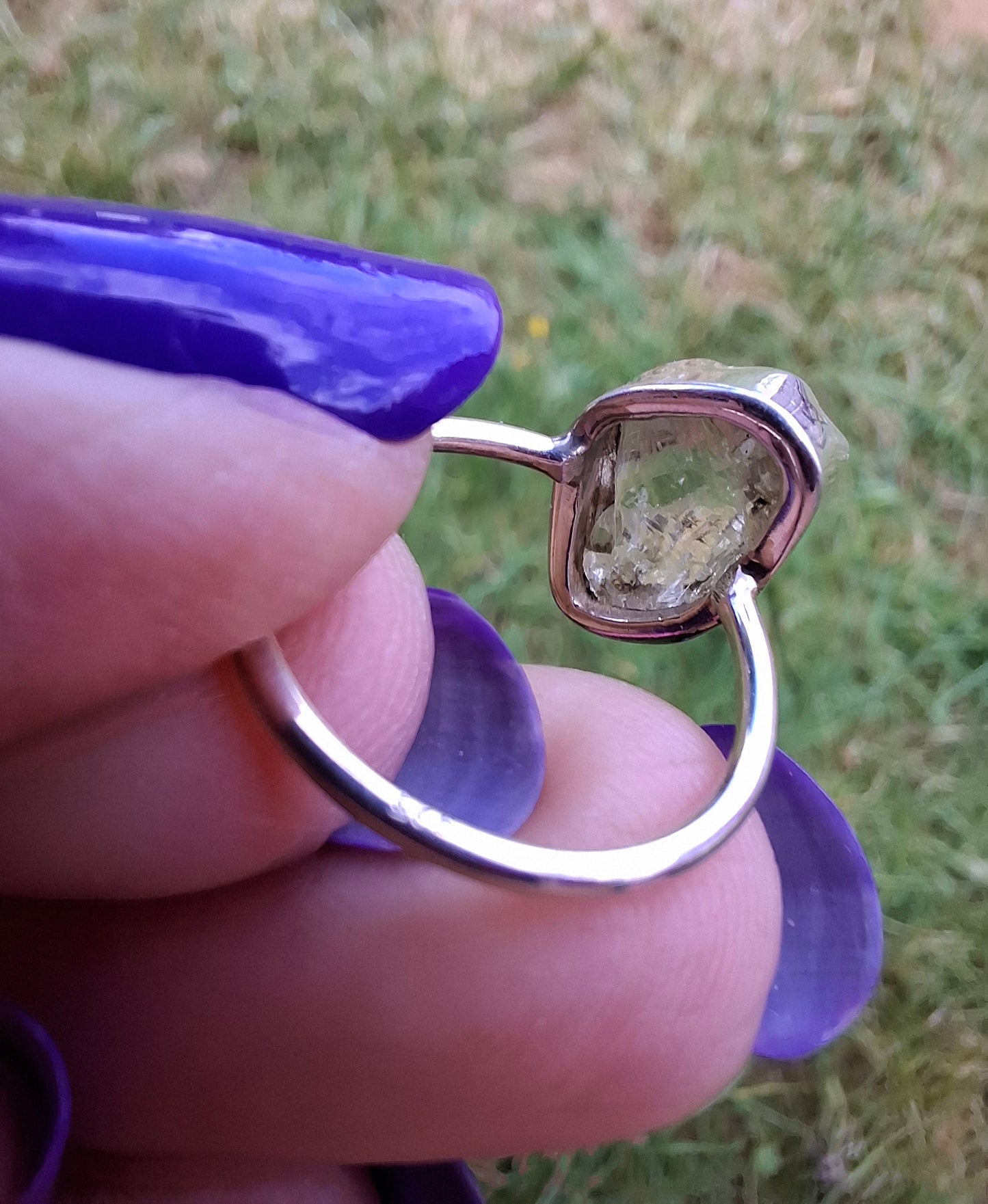 Libyan Desert Glass Ring, size large K, 925 Silver, Tektite (Ref: LR16)