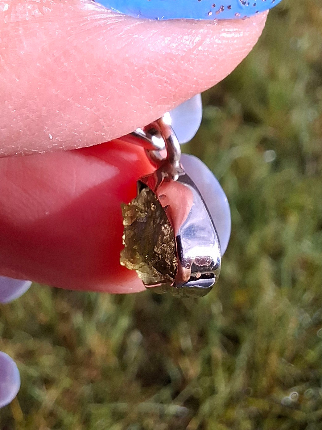 Moldavite Pendant, 925 Silver, Tektite (Ref: P37)