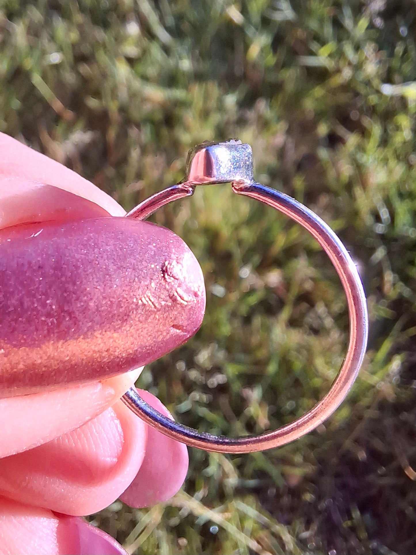Moldavite Ring, size small S, 925 Silver, Tektite (Ref: R66)