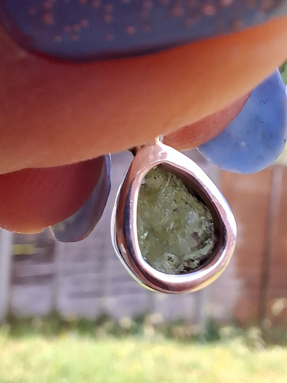 Moldavite Pendant, 925 Silver, Tektite (Ref: P78)