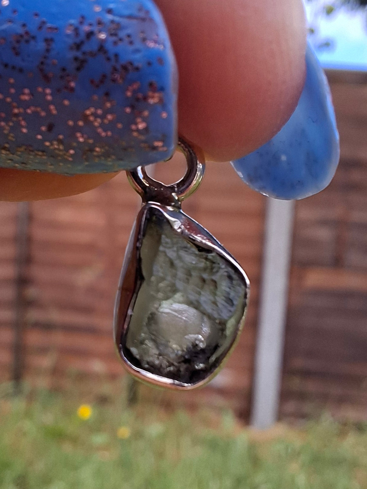 Moldavite Pendant, 925 Silver, Tektite (Ref: P72)