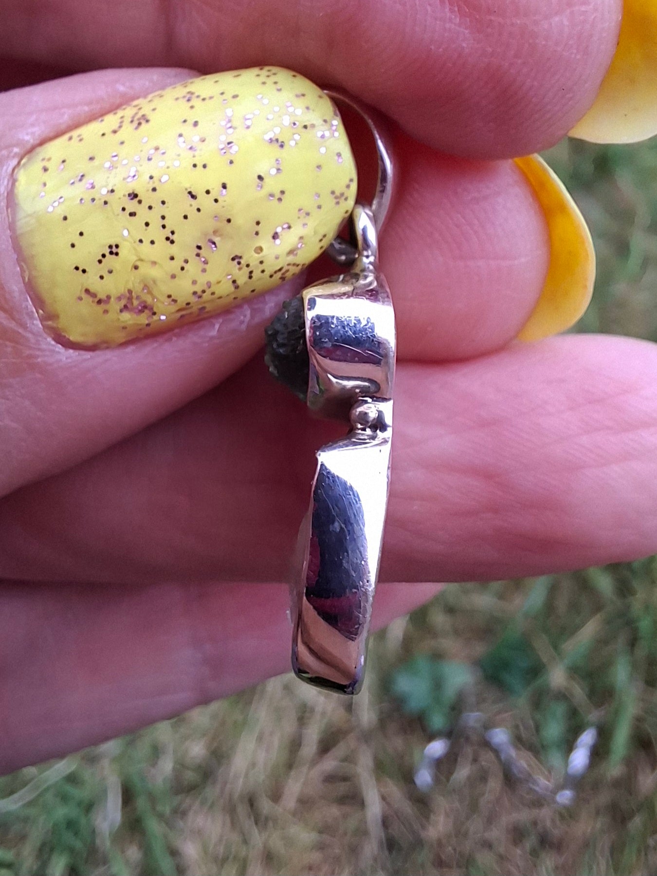 Moldavite & Libyan Desert Glass Pendant, 925 Silver, Tektite (Ref: MLP13)