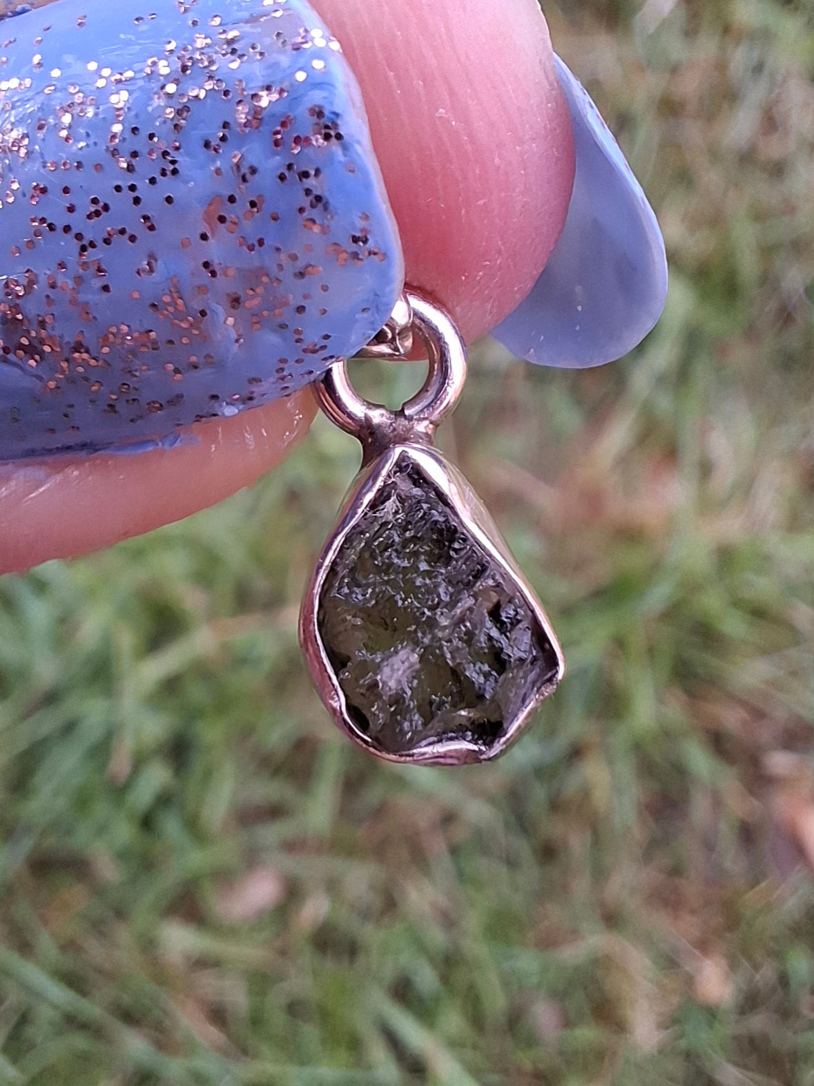 Moldavite Pendant, 925 Silver, Tektite (Ref: P62)