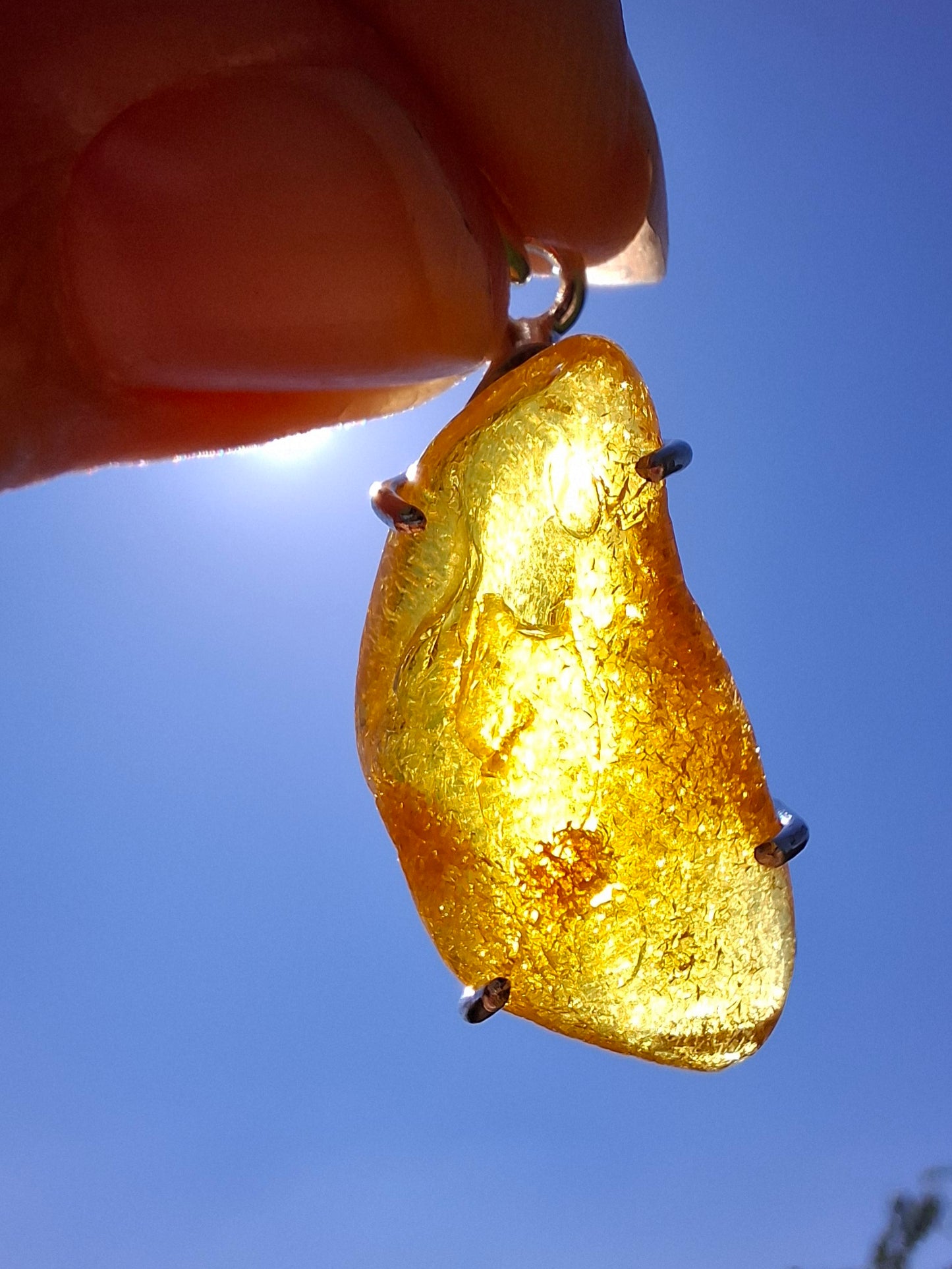 Baltic Amber Pendant, 925 Silver, Fossil (Ref: AP14)