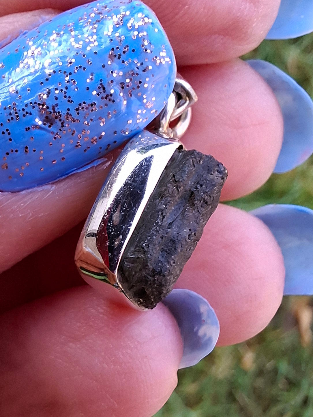 Moldavite Pendant, 925 Silver, Tektite (Ref: P31)