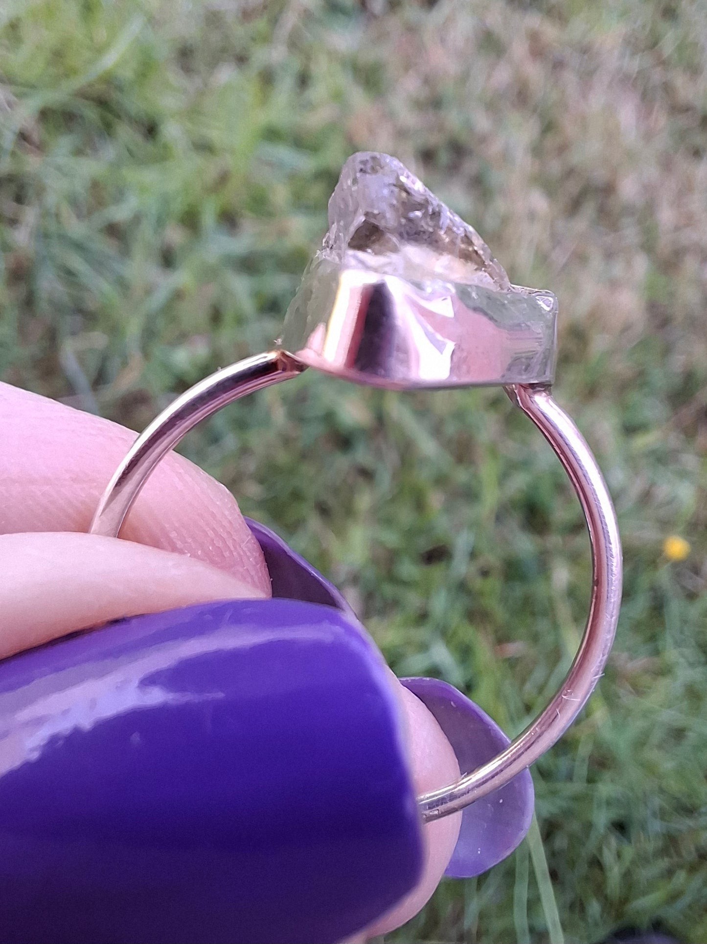Libyan Desert Glass Ring, size large V, 925 Silver, Tektite (Ref: LR55)