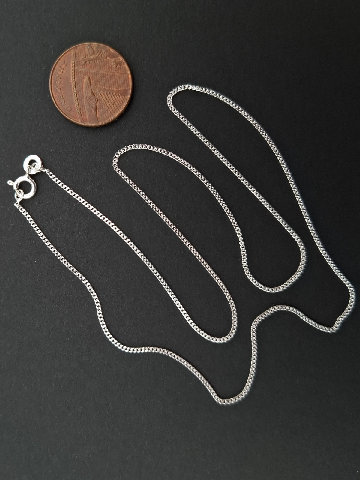Curb Diamond cut, 1.2mm, 18 inch, 925 Silver CHAIN (Ref: chain-5)