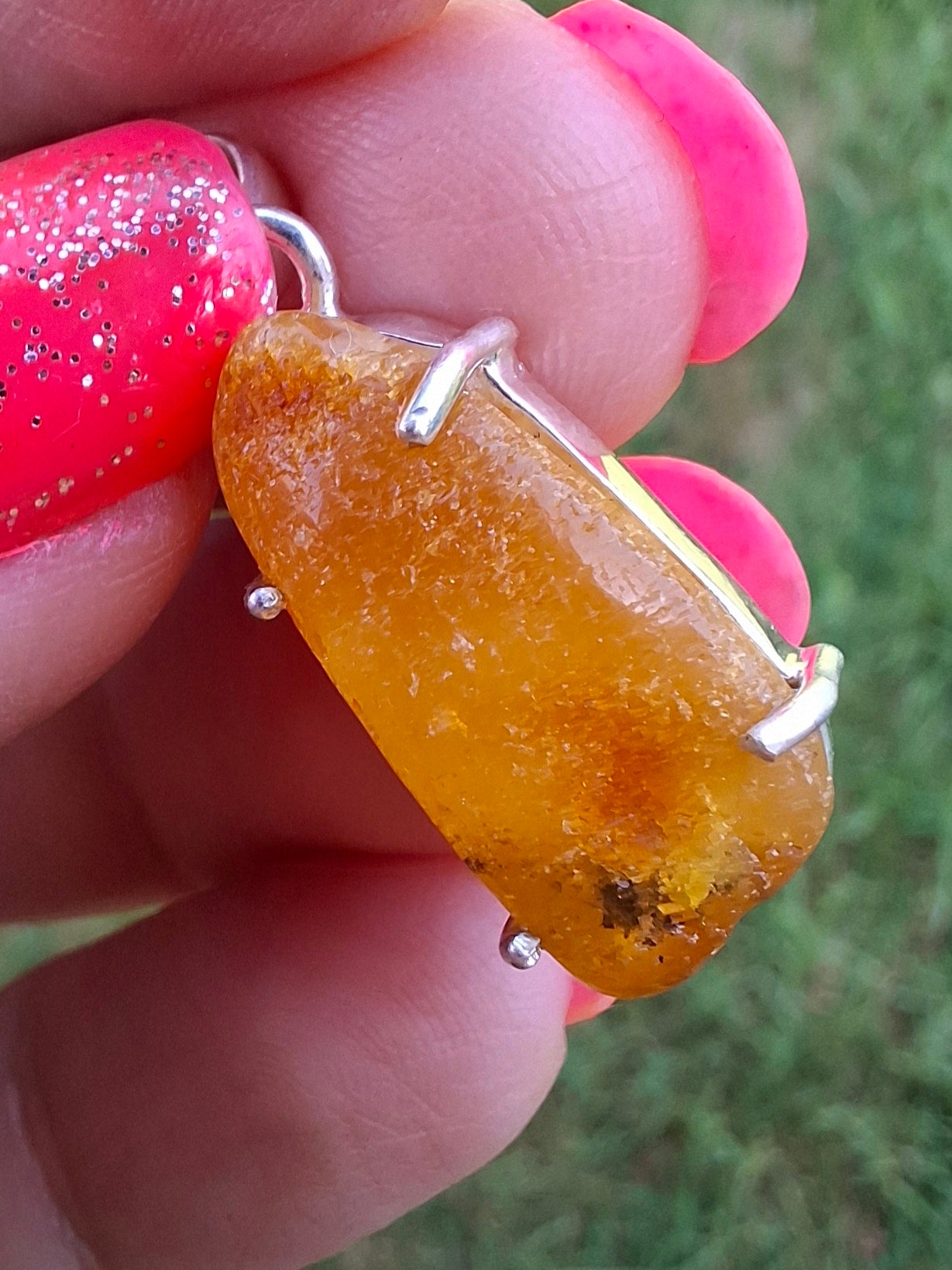 Baltic Amber Pendant, 925 Silver, Fossil (Ref: AP8)