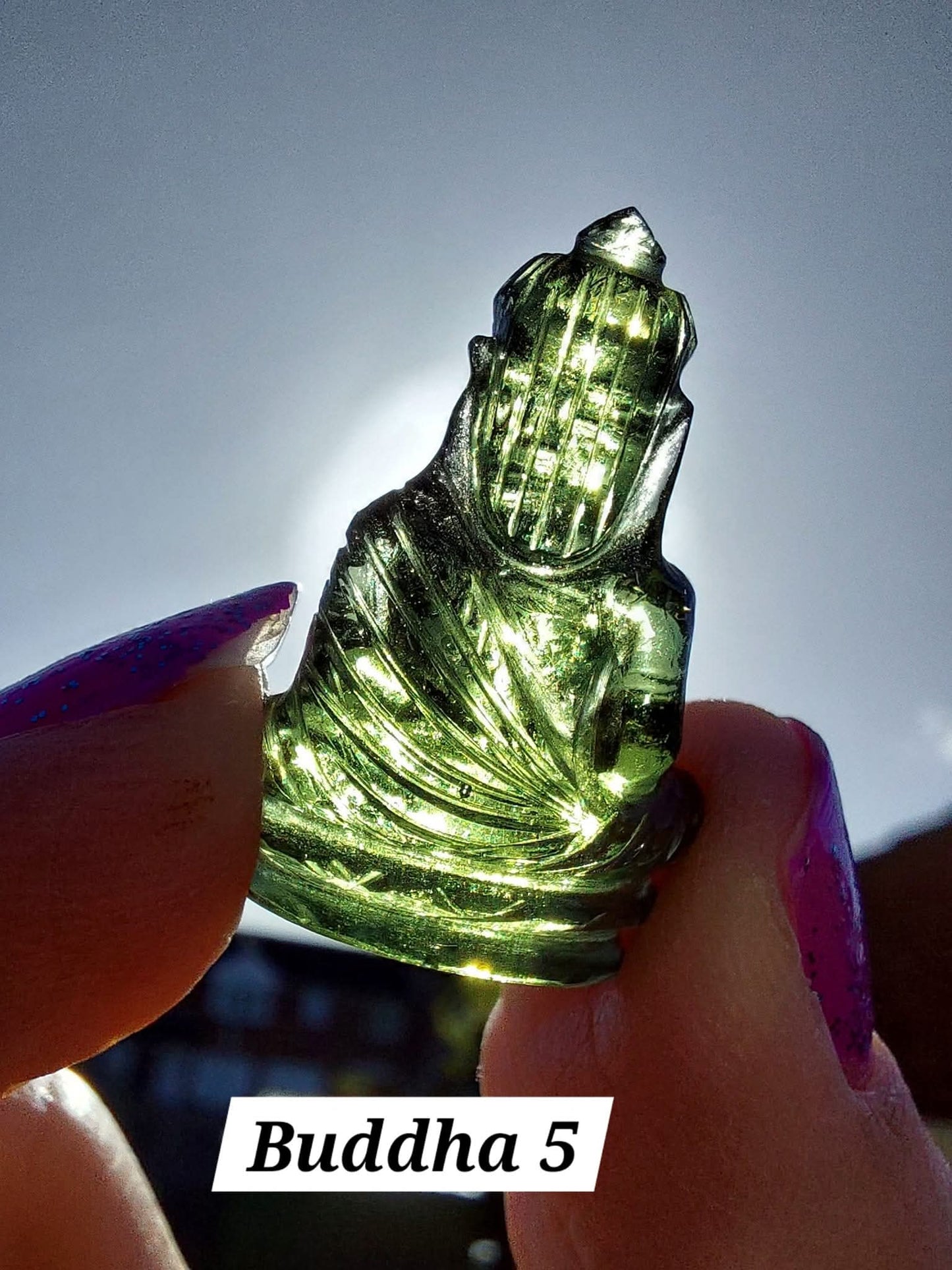 Moldavite BUDDHA Carving, 3.00g, Tektite (Ref: Buddha5)