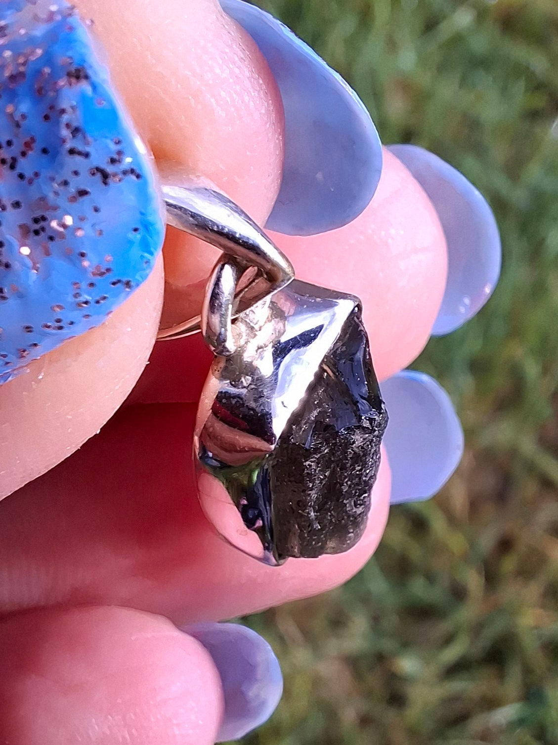 Moldavite Pendant, 925 Silver, Tektite (Ref: P31)