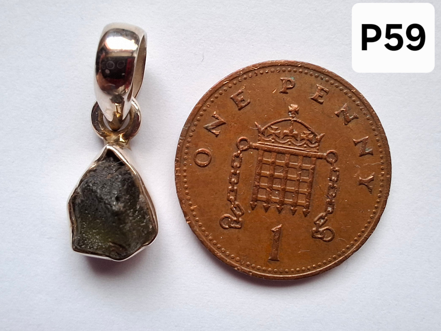 Moldavite Pendant, 925 Silver, Tektite (Ref: P59)